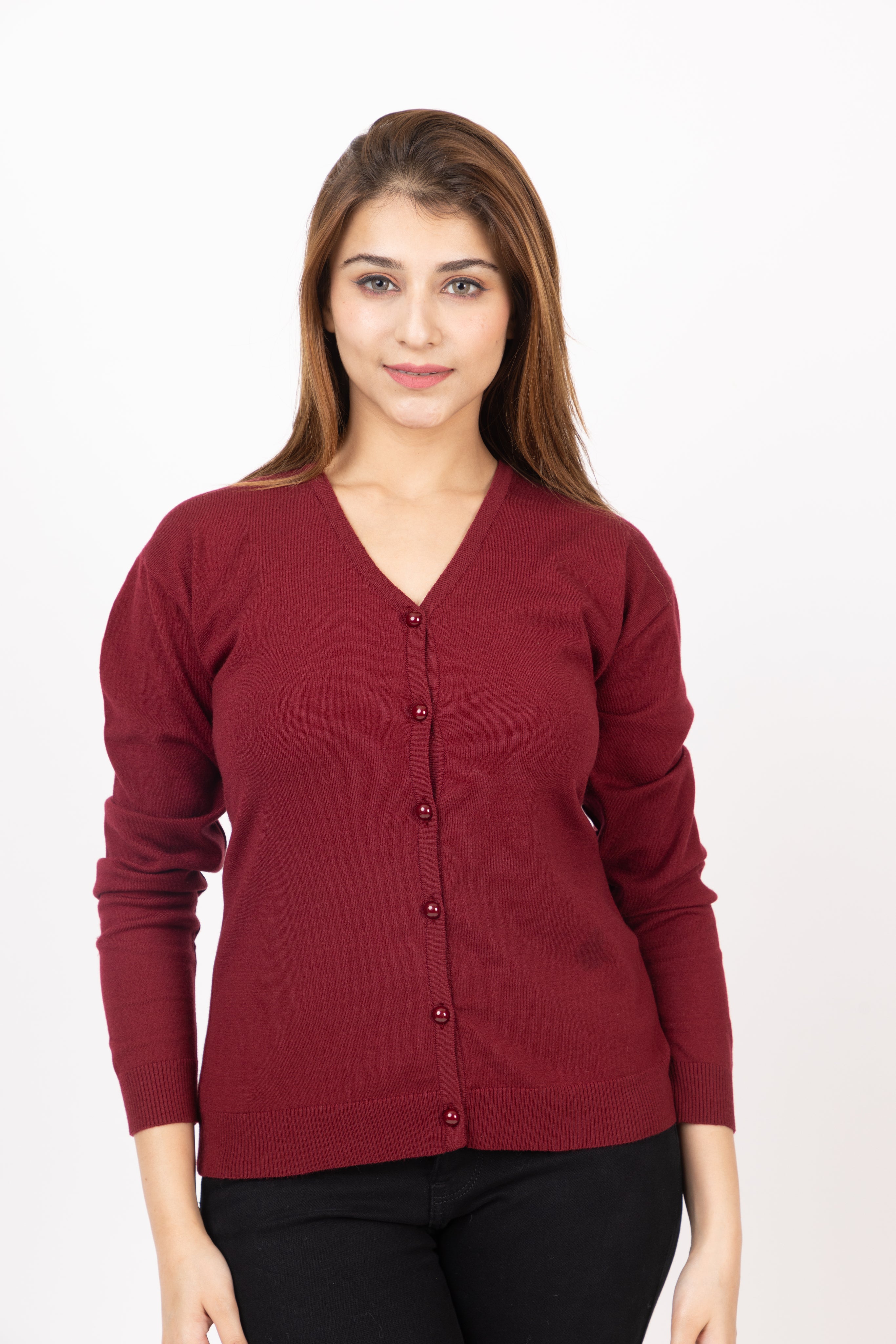 2186 Wine Stylish Self Design Cardigans Winter Wear TWENTY ME