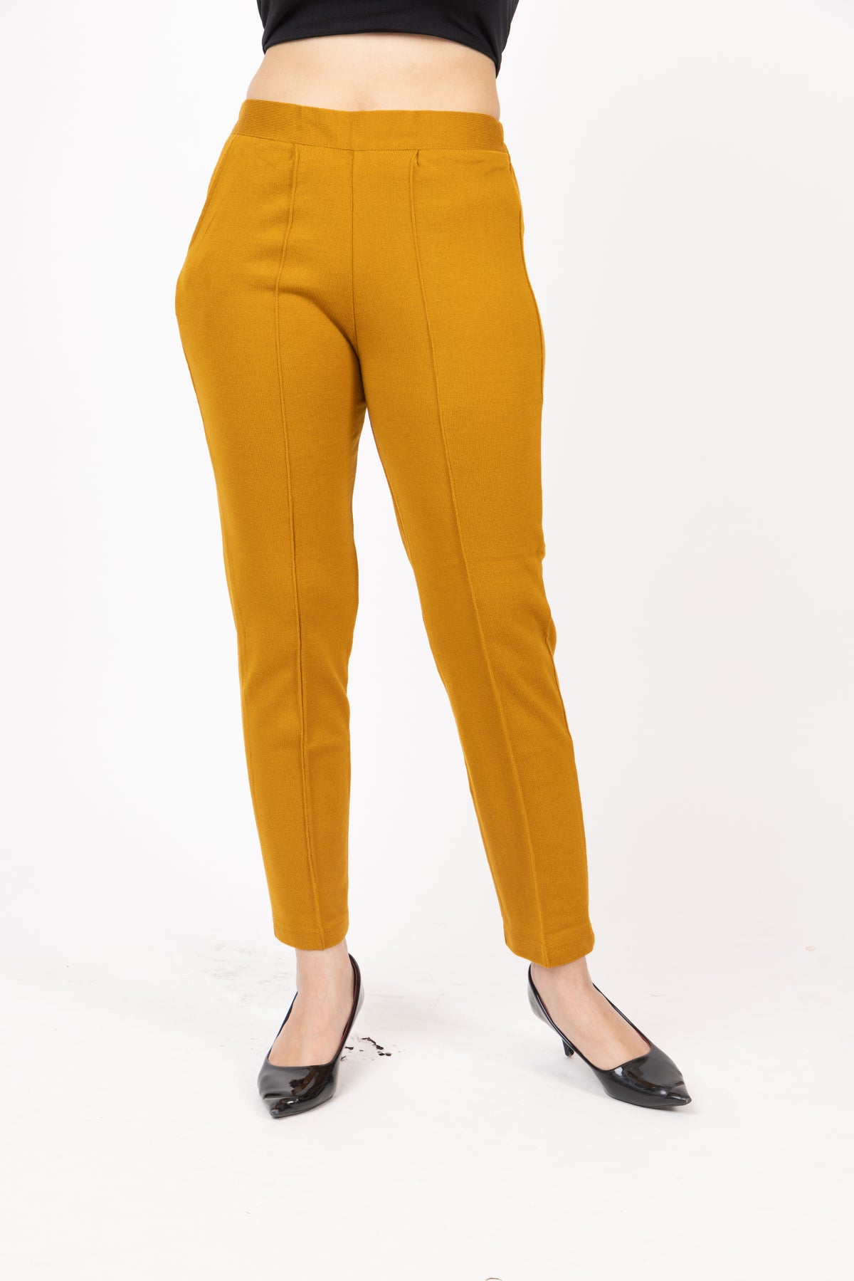 1316 Mustard Wool Trouser Regular Fit Women Winter Wear TWENTY ME