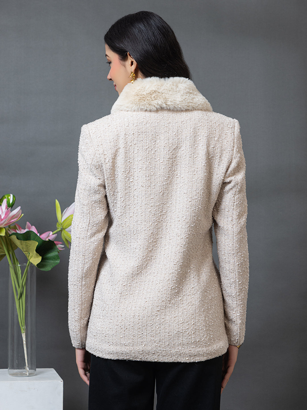4373 Wool Blend Fur Collar Blazer Winter Wear TWENTY ME