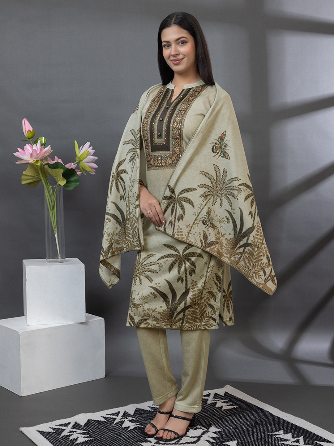 5437 Self Design Wool Blend Women's Kurti Set TWENTY ME