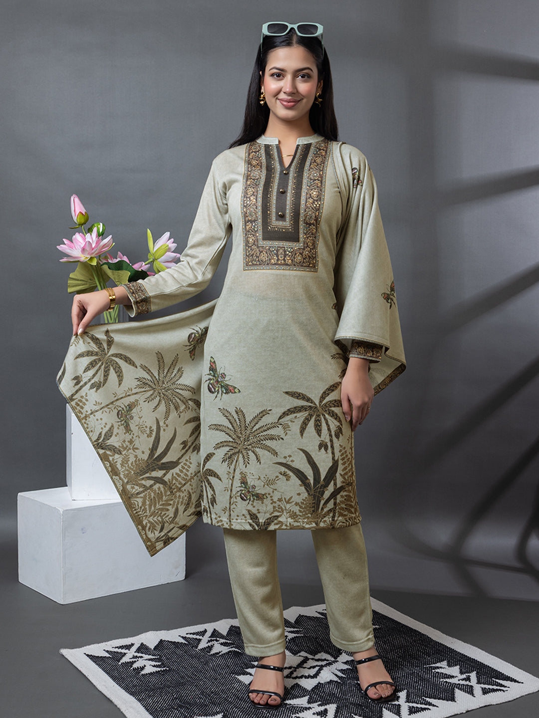 5437 Self Design Wool Blend Women's Kurti Set TWENTY ME