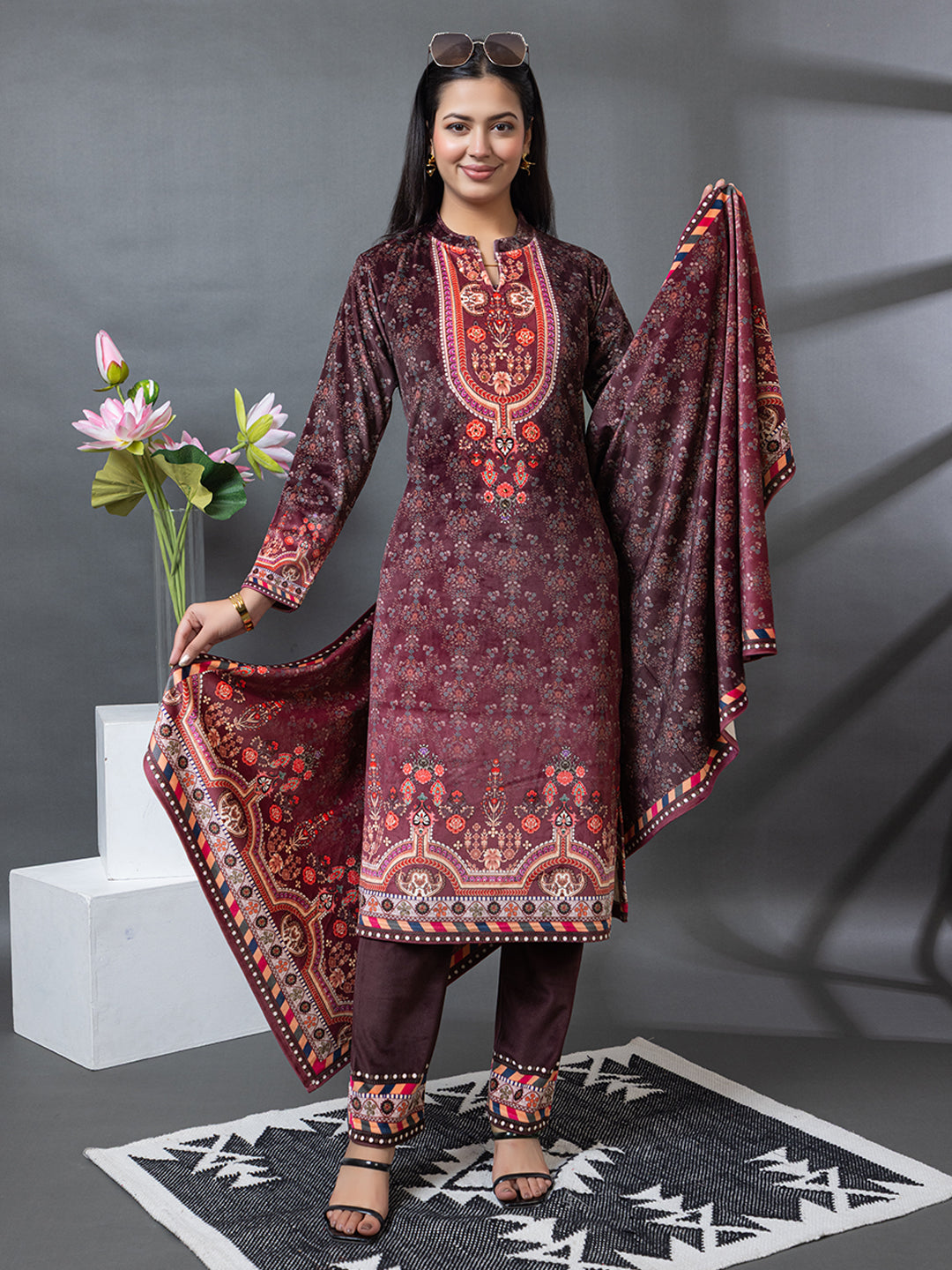 5330 Self Design Velvet  Women's Kurti Set TWENTY ME