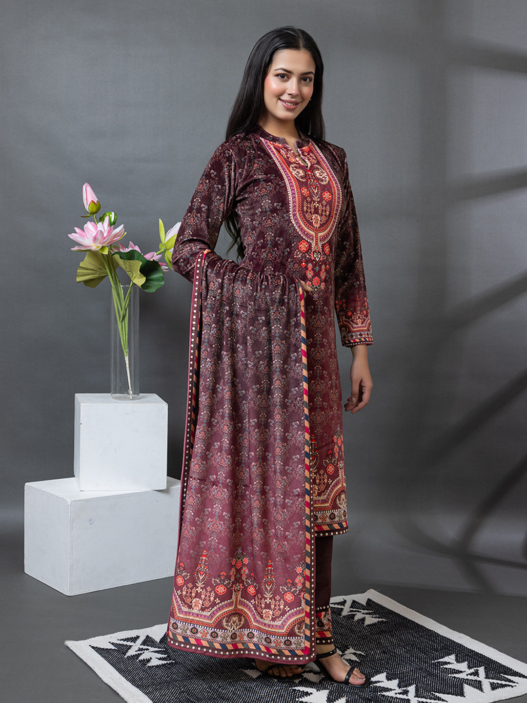 5330 Self Design Velvet  Women's Kurti Set TWENTY ME