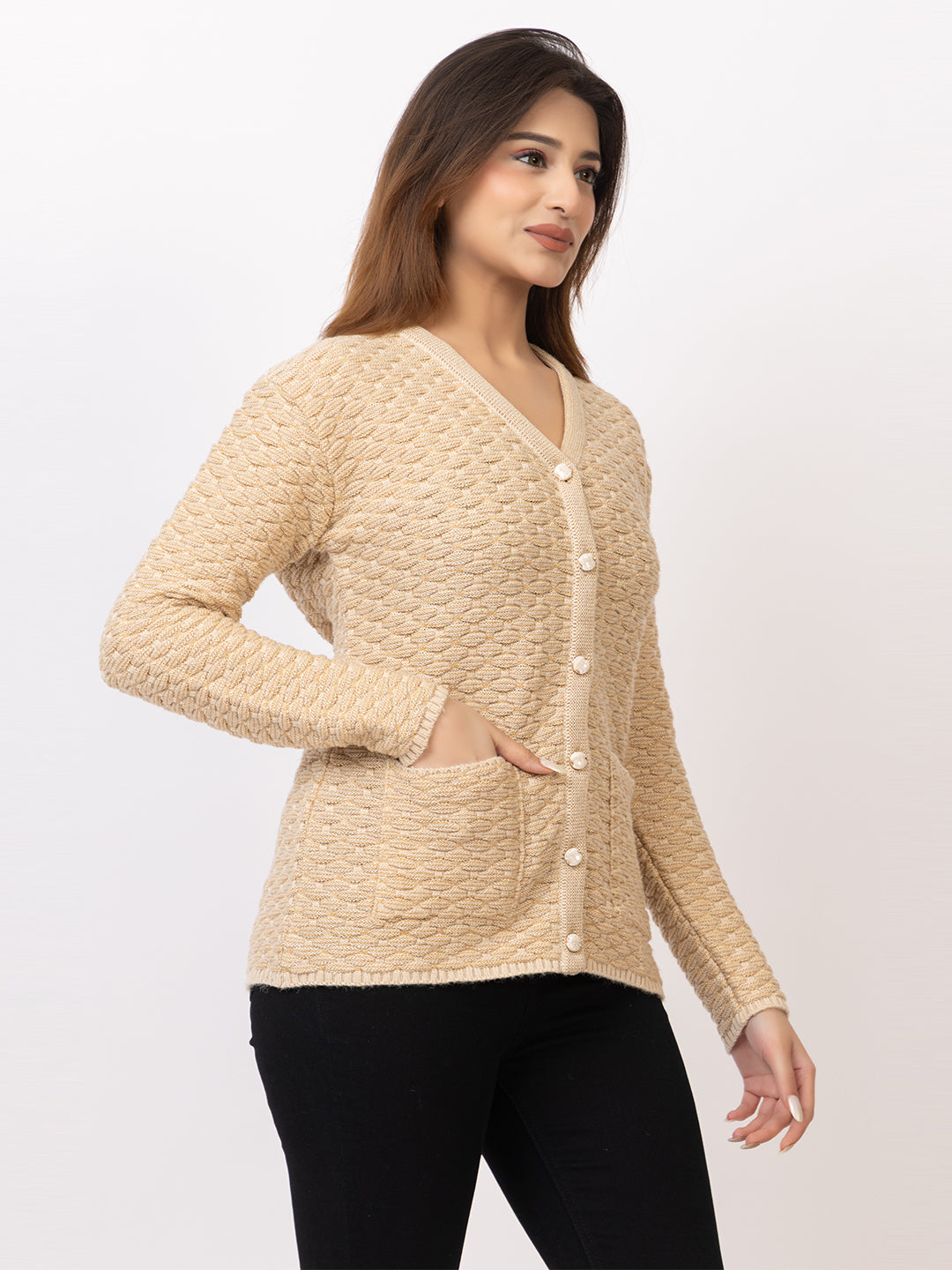 2384 Fawn V neck Cardigan winter wear TWENTY ME