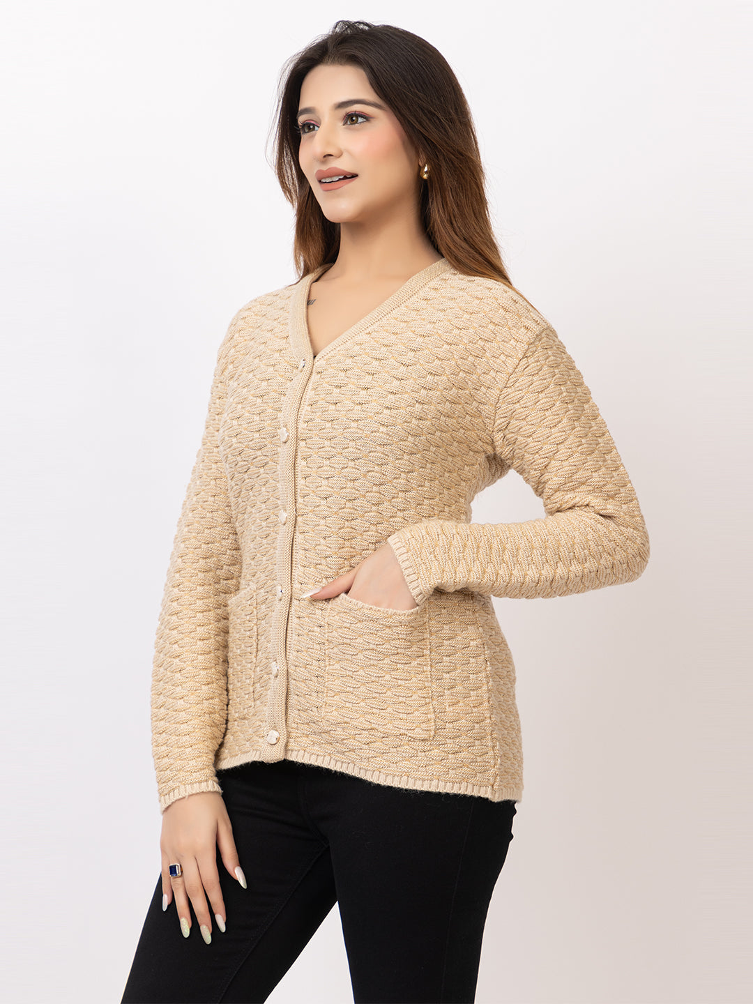 2384 Fawn V neck Cardigan winter wear TWENTY ME