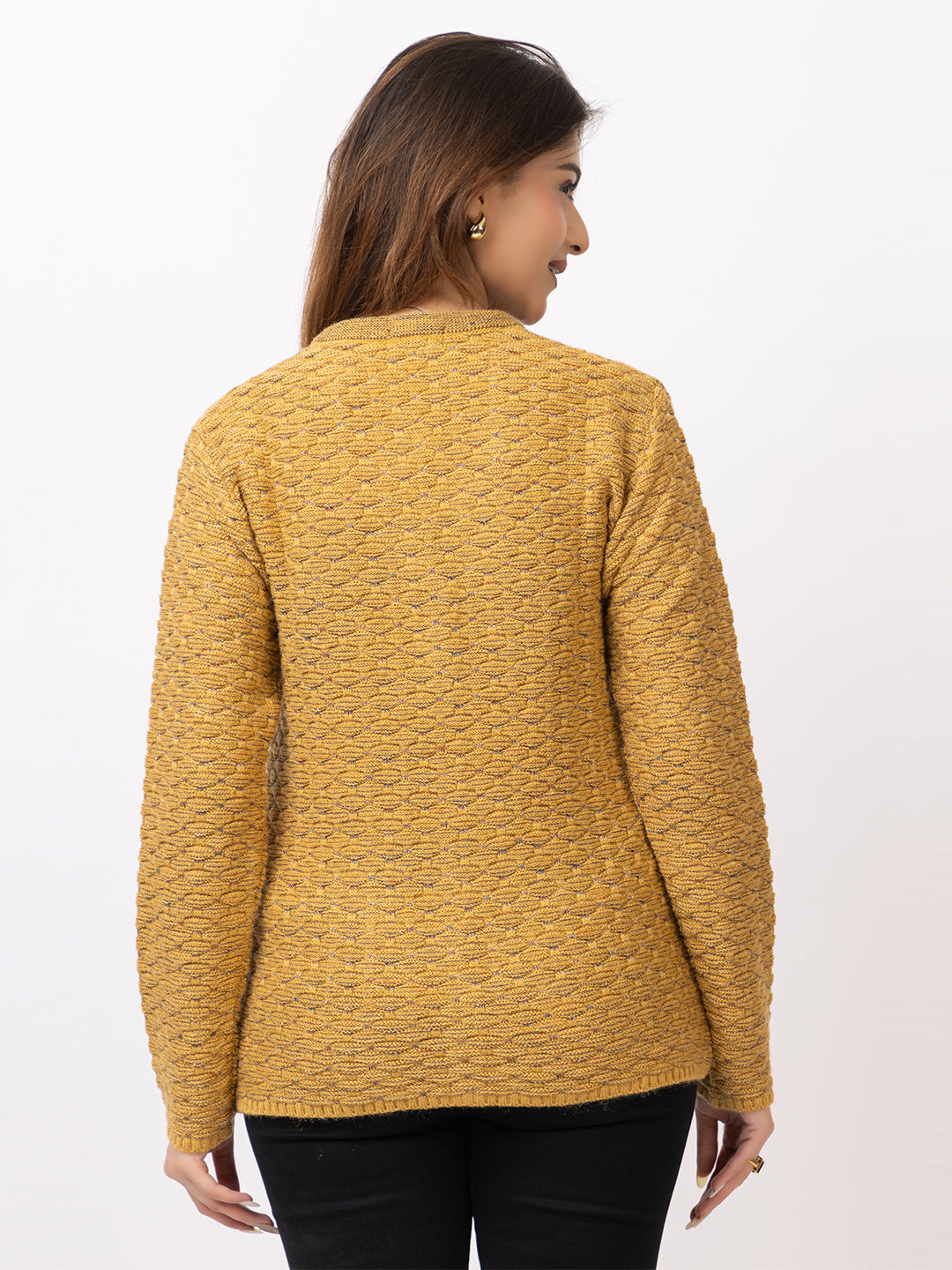 2384 Mustard V neck Cardigan winter wear TWENTY ME