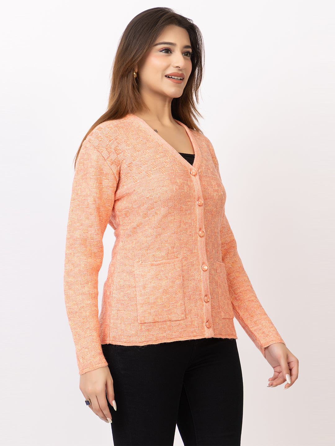 2394 Pink V neck Cardigan winter wear TWENTY ME