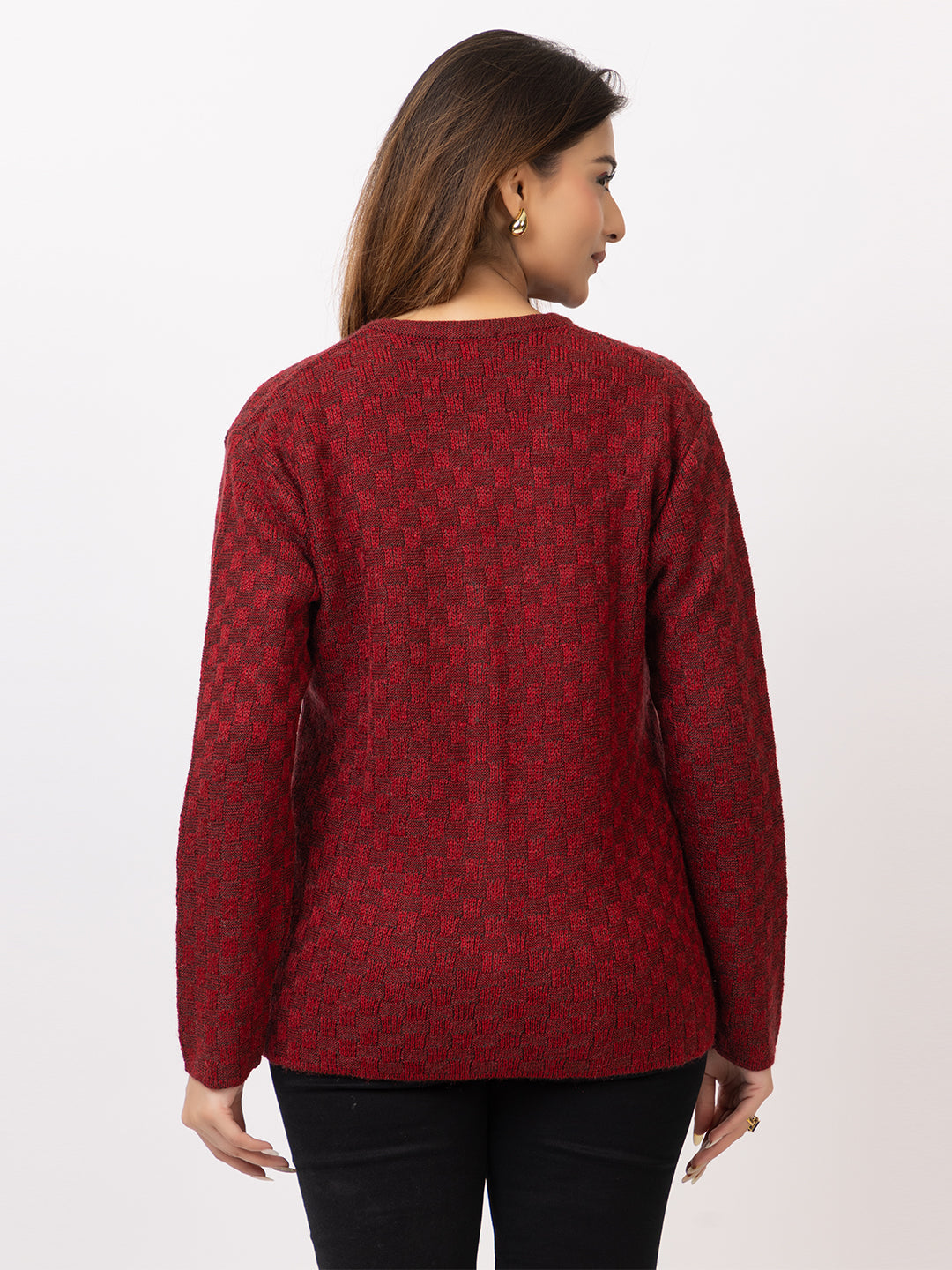 2394 Maroon V neck Cardigan winter wear TWENTY ME