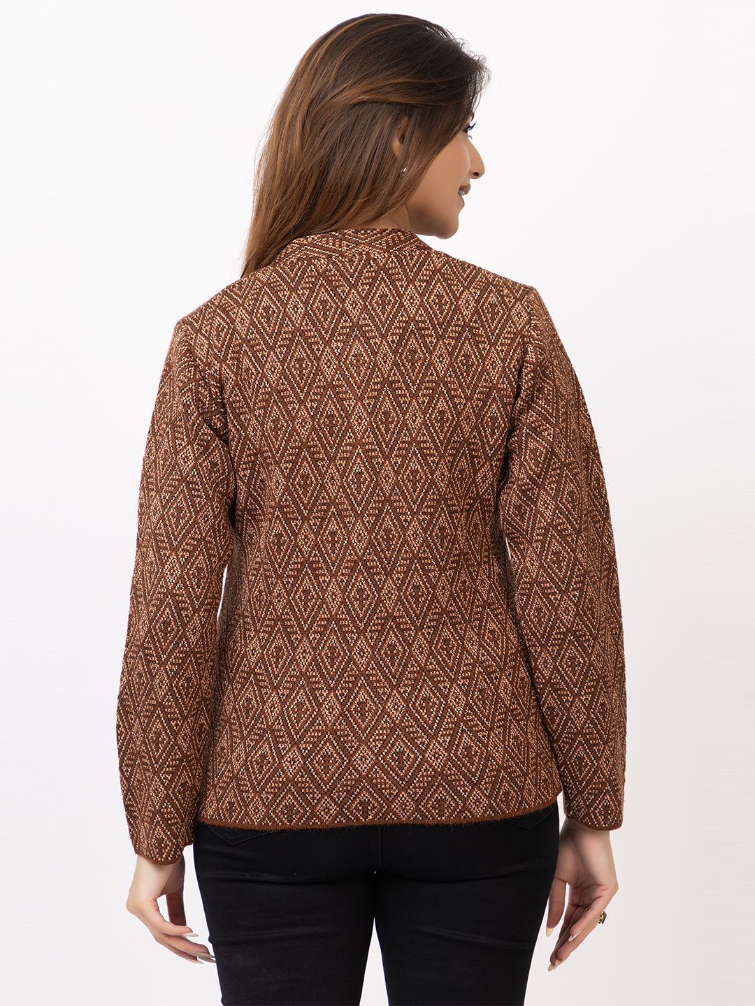2845 Brown Crew Neck Cardigan winter wear TWENTY ME