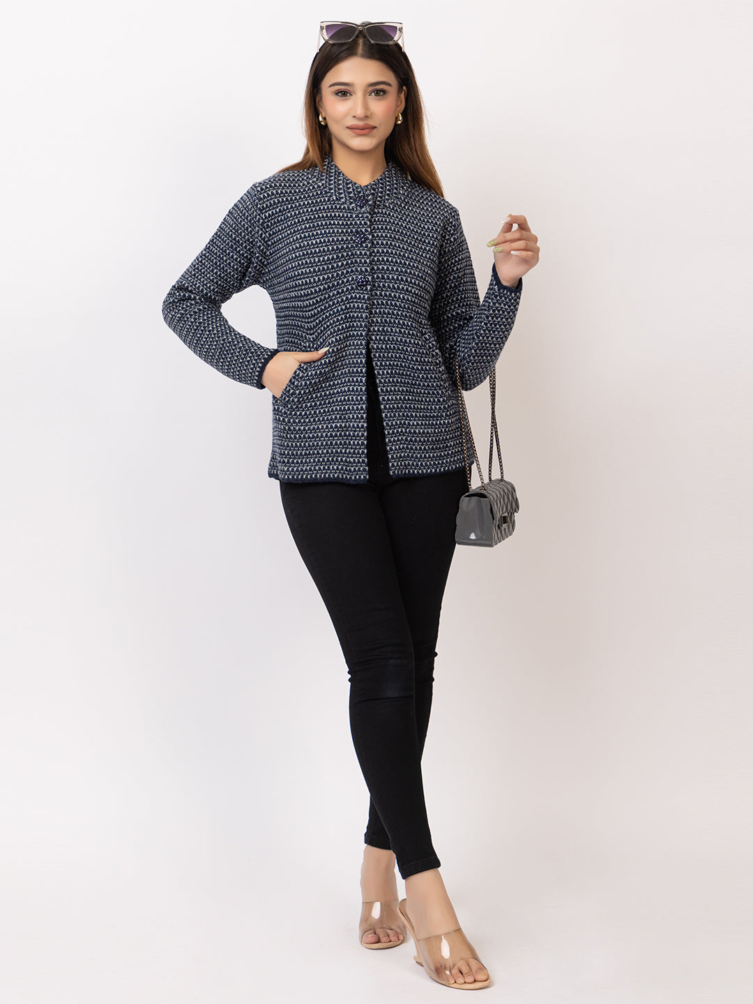 2405 Navy Crew Neck Cardigan winter wear TWENTY ME