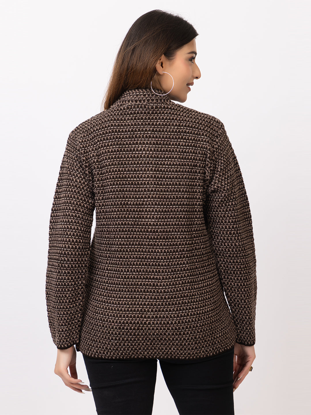 2405 Brown Crew Neck Cardigan winter wear TWENTY ME