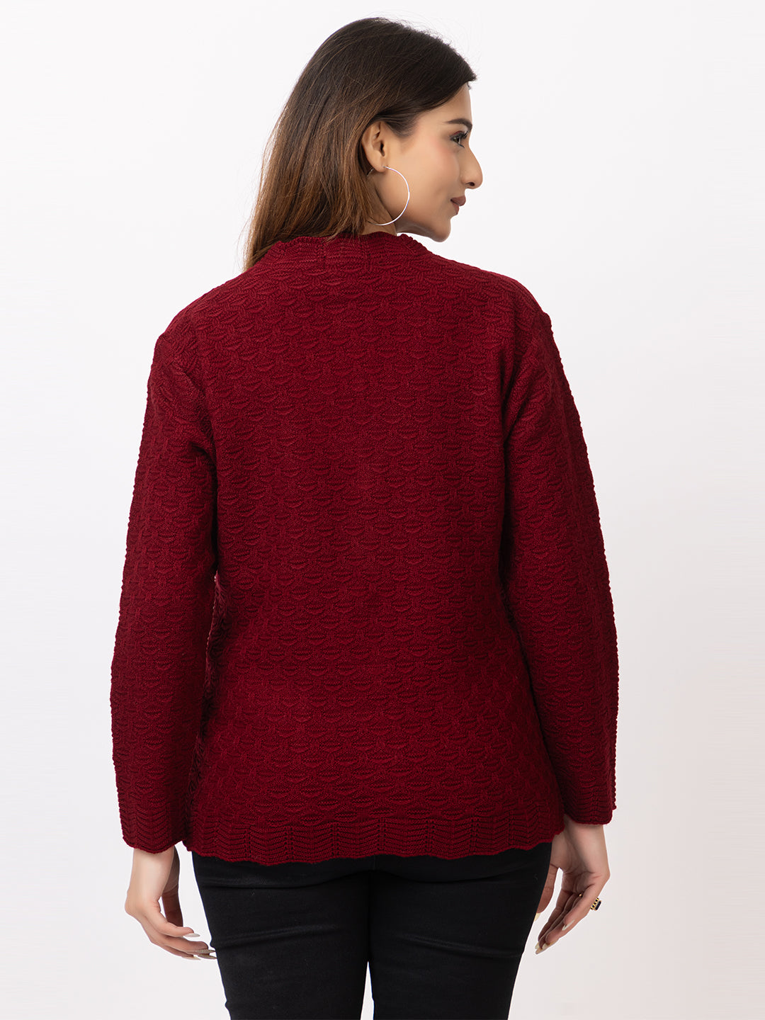 2402 Maroon V neck Cardigan winter wear TWENTY ME
