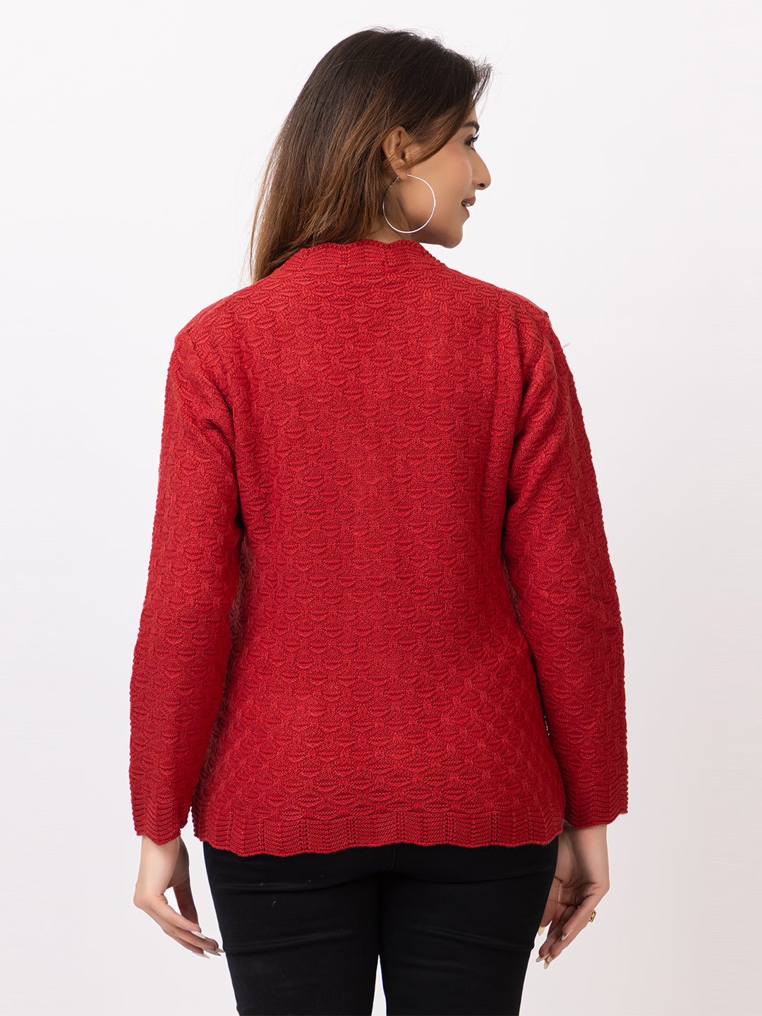 2402 Red V neck Cardigan winter wear TWENTY ME