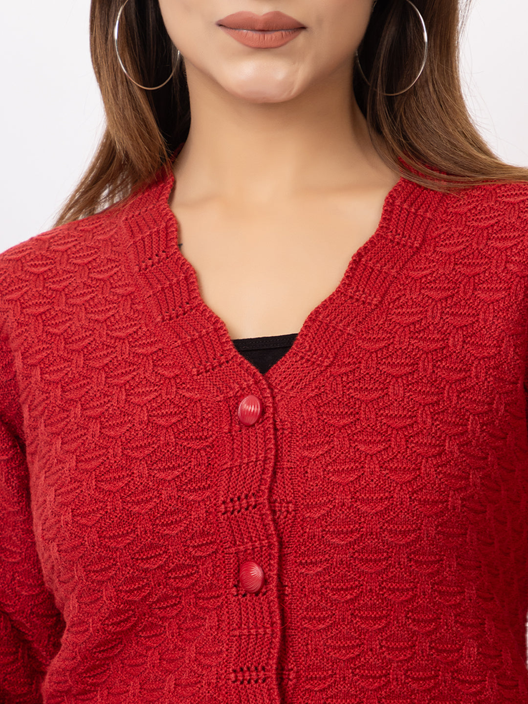 2402 Red V neck Cardigan winter wear TWENTY ME