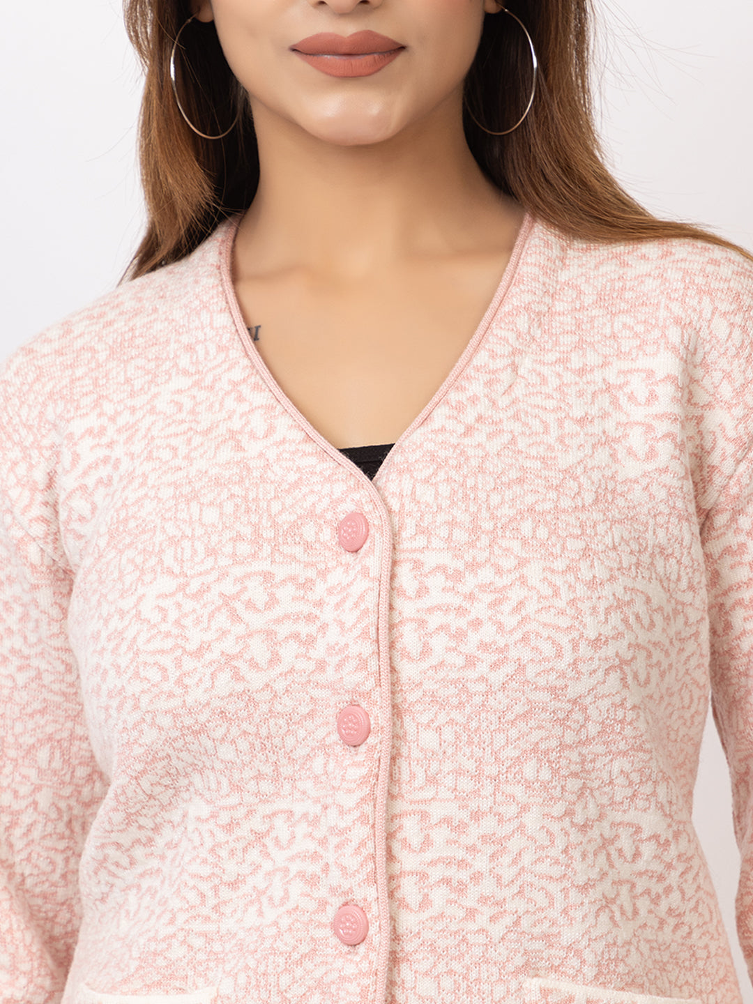 2870 Pink V Neck Cardigan winter wear TWENTY ME