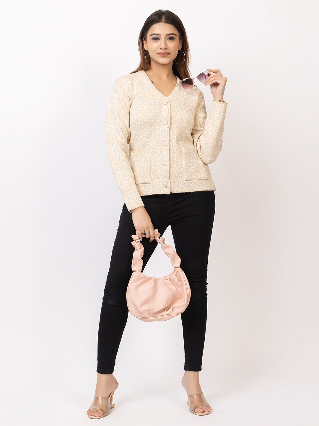2870 Fawn V Neck Cardigan winter wear TWENTY ME