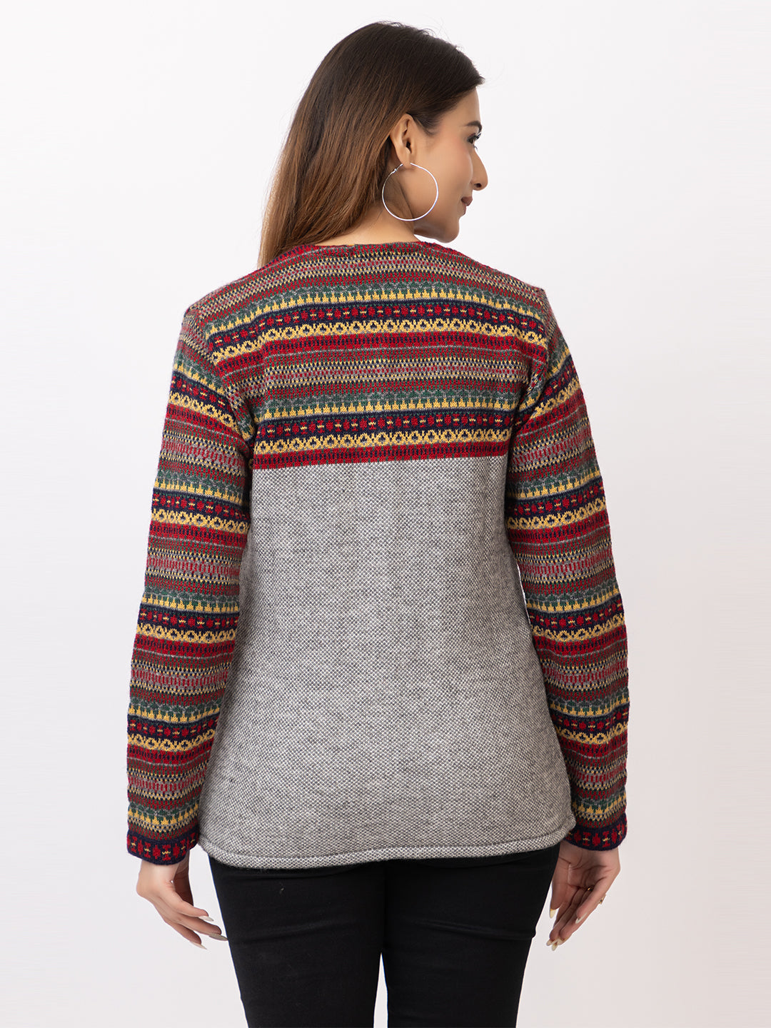 2843 Grey Round Neck Cardigan winter wear TWENTY ME