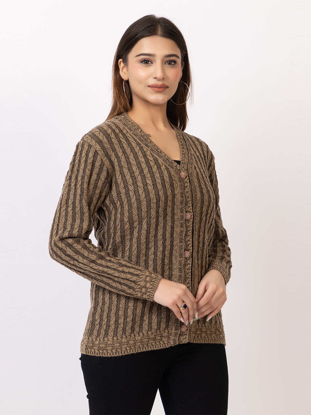 2378 Camel V neck Cardigan winter wear TWENTY ME