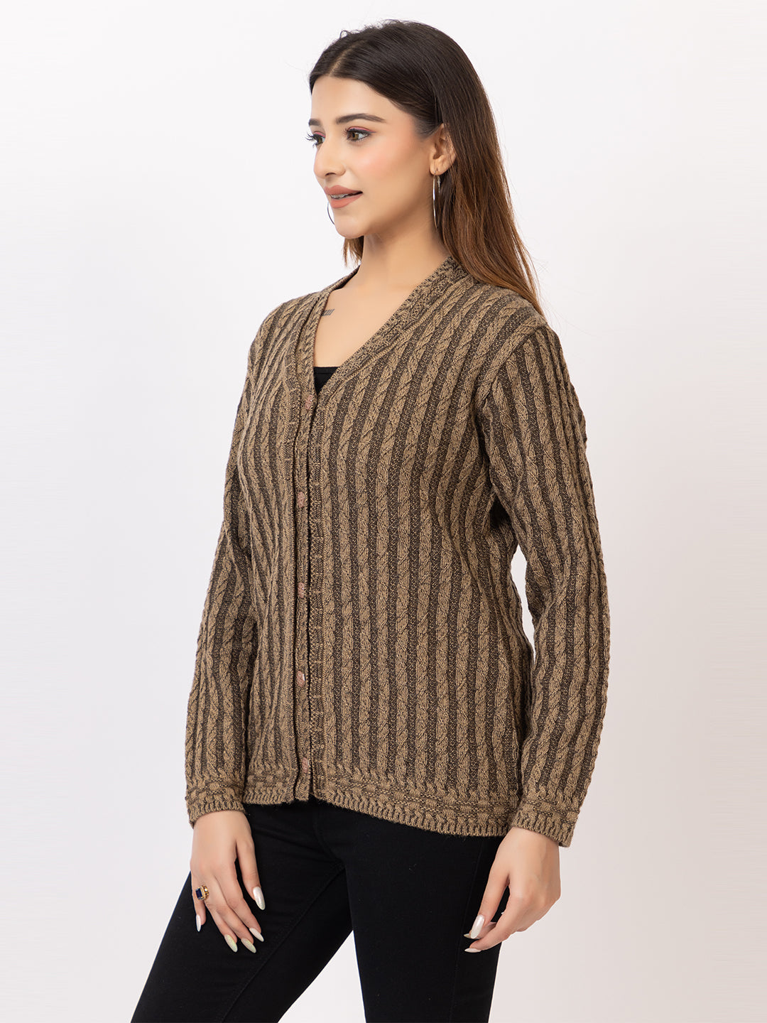 2378 Camel V neck Cardigan winter wear TWENTY ME