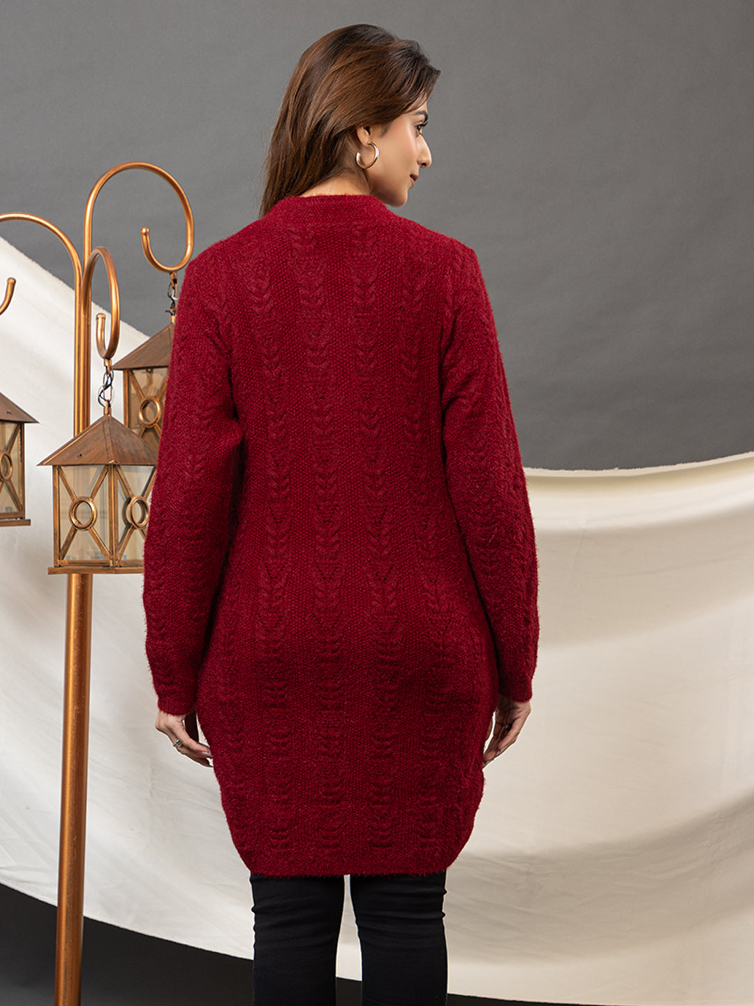 TWENTY ME Women's Open Front Longline Knit Cardigan Sweater Soft and Warm Cardigan with Side Pockets Casual & Lightweight Cover-Up (4798)