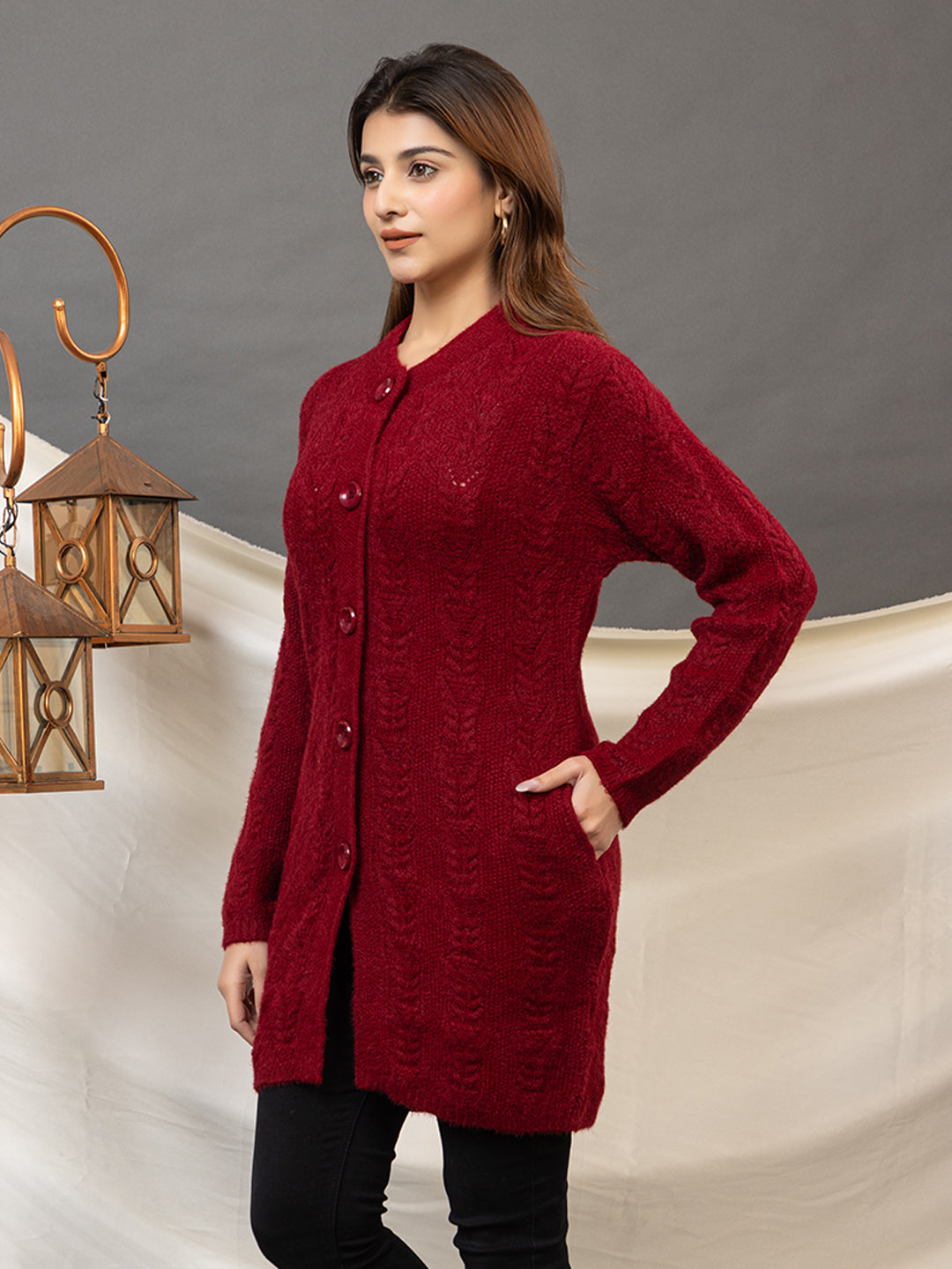TWENTY ME Women's Open Front Longline Knit Cardigan Sweater Soft and Warm Cardigan with Side Pockets Casual & Lightweight Cover-Up (4798)