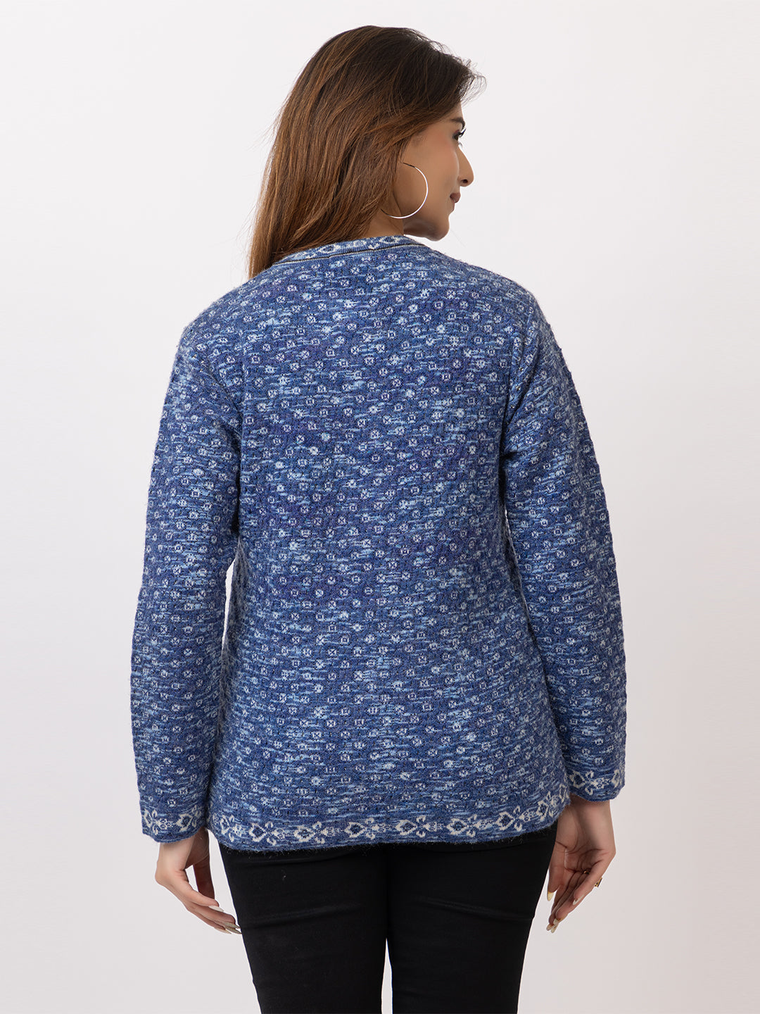 2844 Blue Crew Neck Cardigan winter wear TWENTY ME