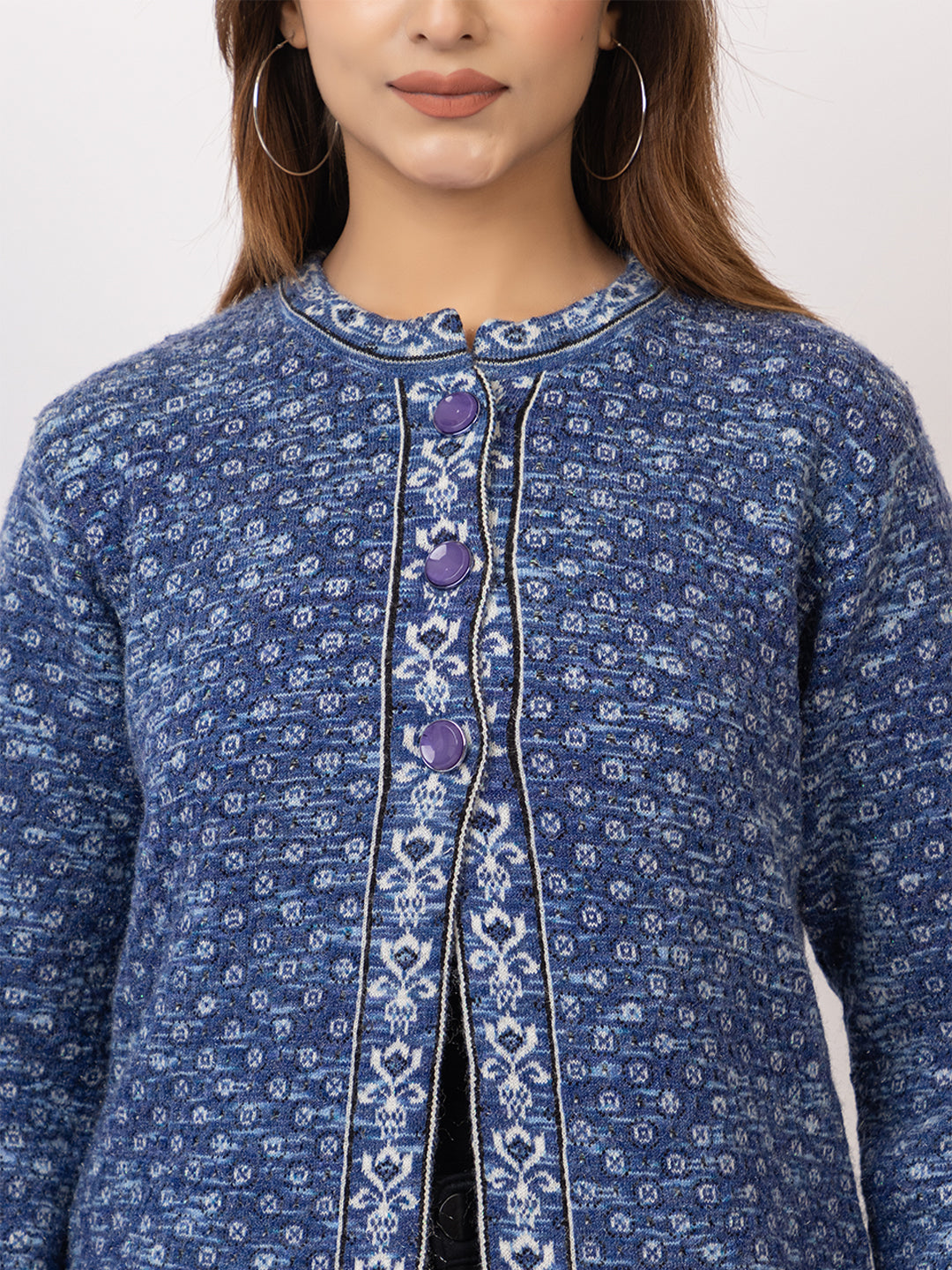 2844 Blue Crew Neck Cardigan winter wear TWENTY ME
