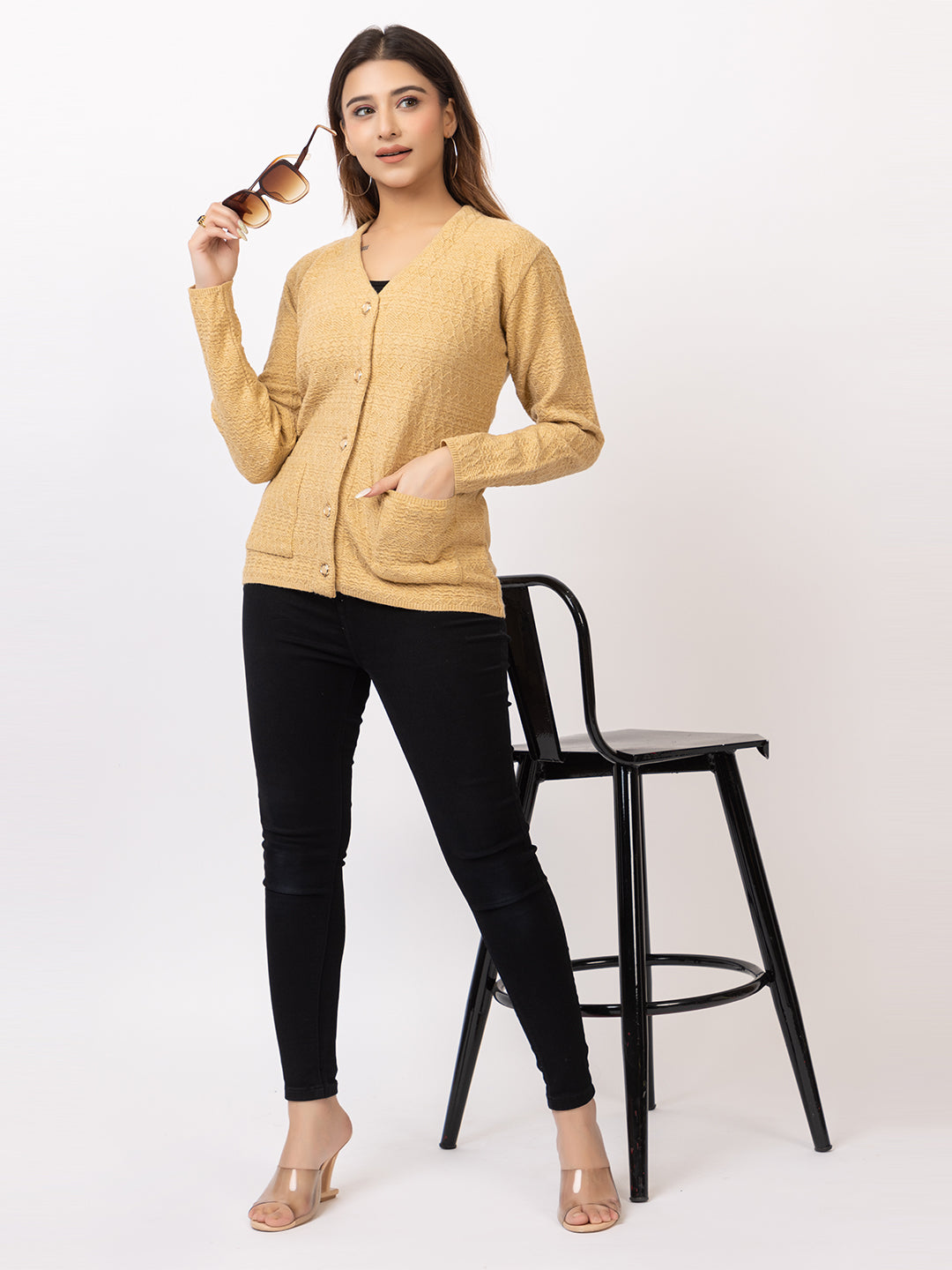 2410 Fawn V Neck Cardigan winter wear TWENTY ME