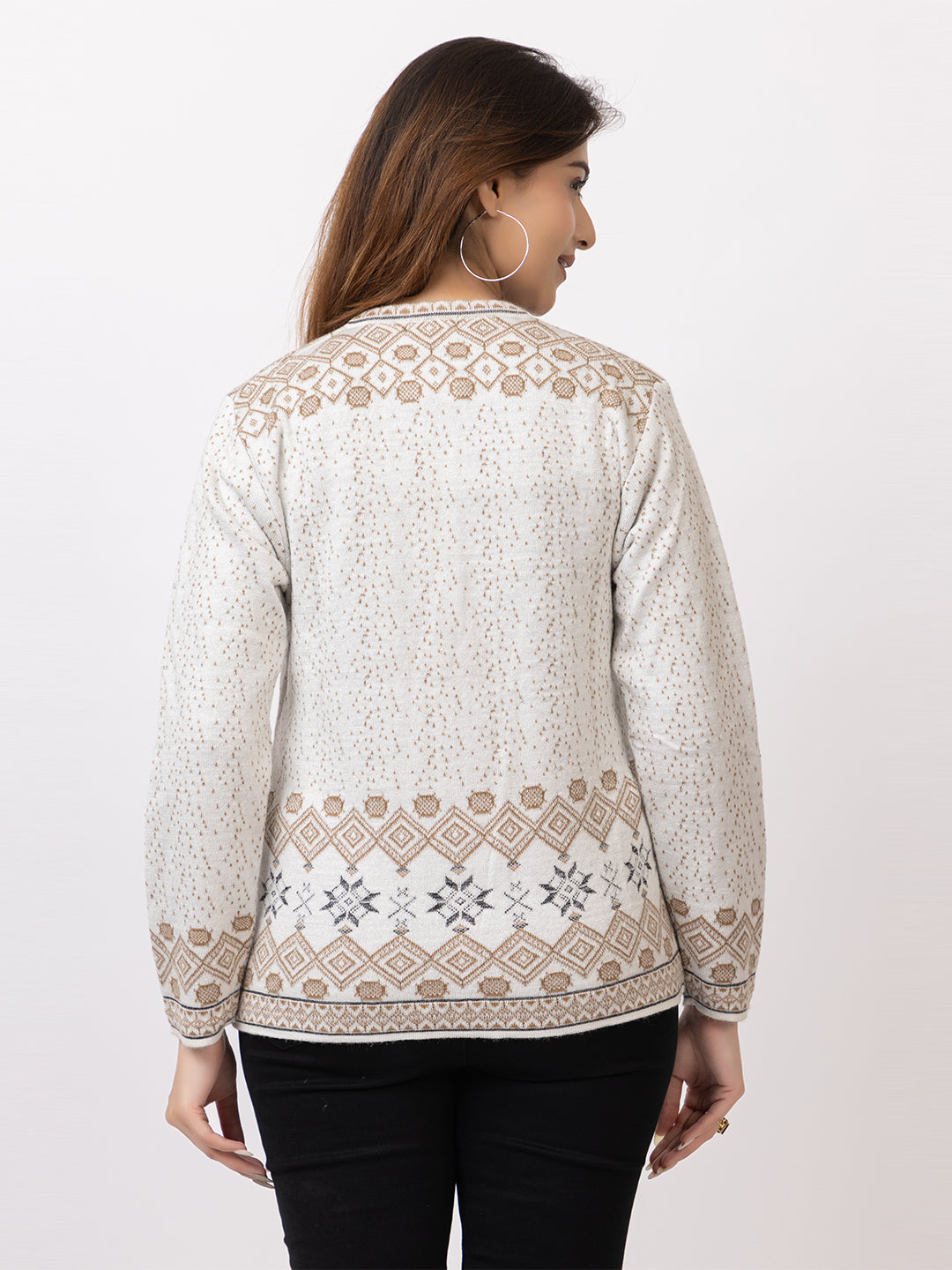 2868 Off White Crew Neck Cardigan winter wear TWENTY ME