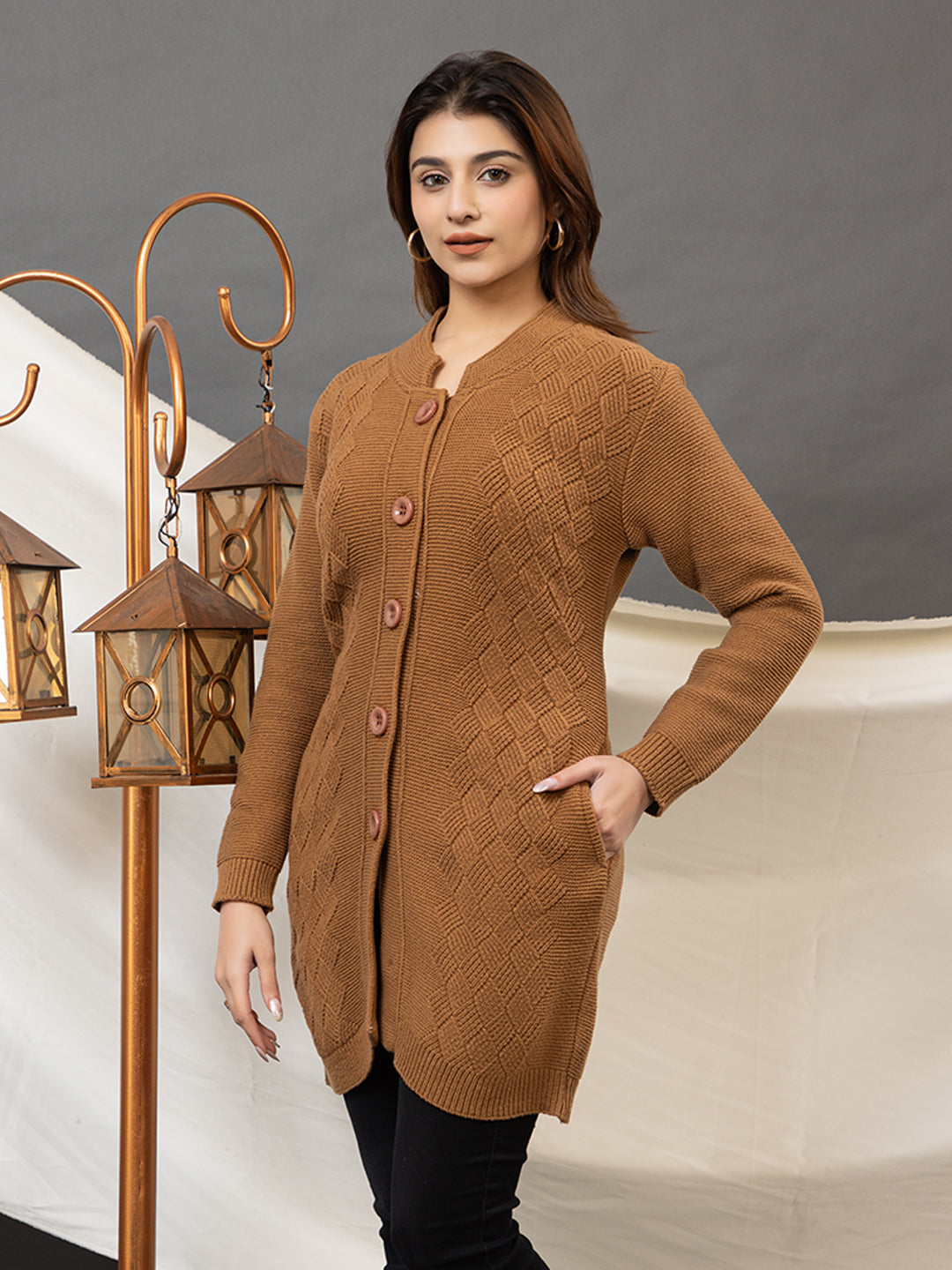 TWENTY ME Women's Open Front Longline Knit Cardigan Sweater Soft and Warm Cardigan with Side Pockets Casual & Lightweight Cover-Up (4658)