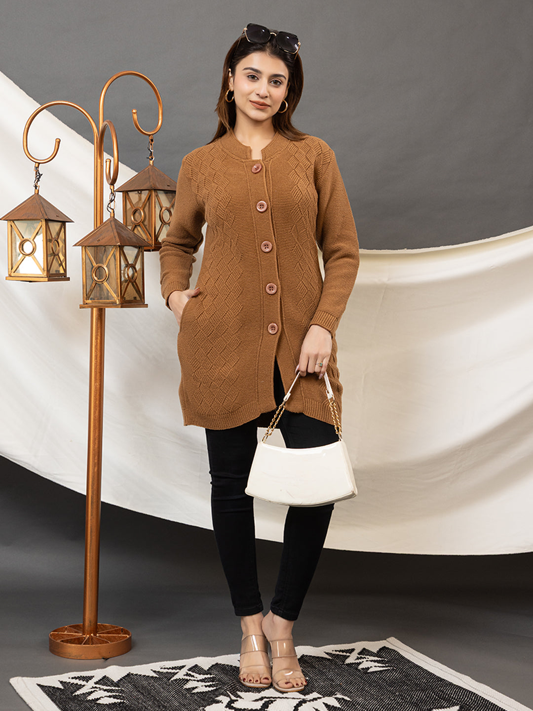 TWENTY ME Women's Open Front Longline Knit Cardigan Sweater Soft and Warm Cardigan with Side Pockets Casual & Lightweight Cover-Up (4658)