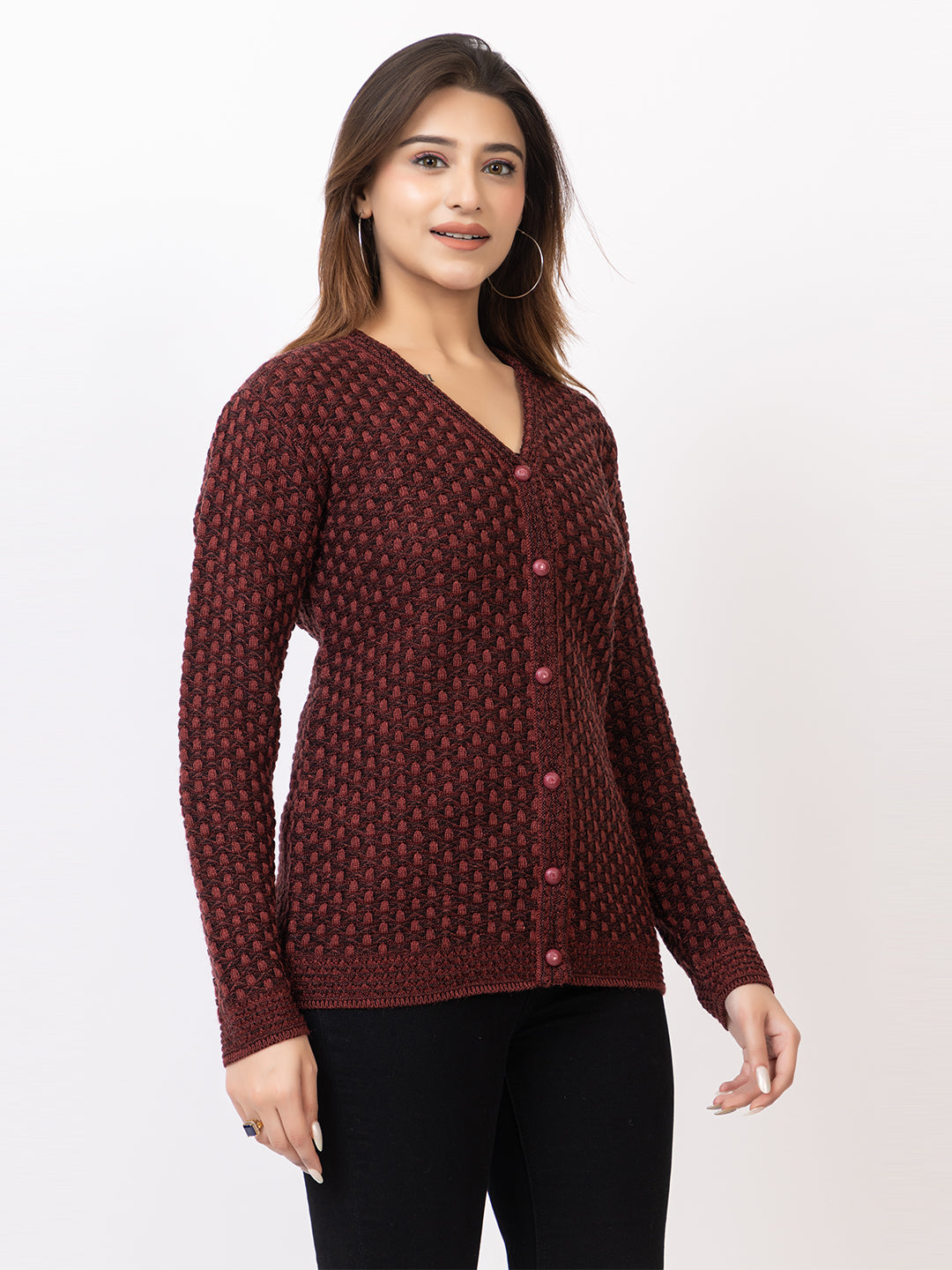 2388 Rust V neck Cardigan winter wear TWENTY ME