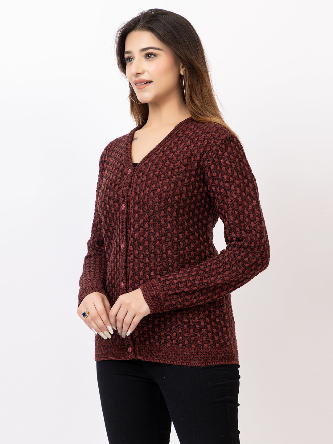 2388 Rust V neck Cardigan winter wear TWENTY ME