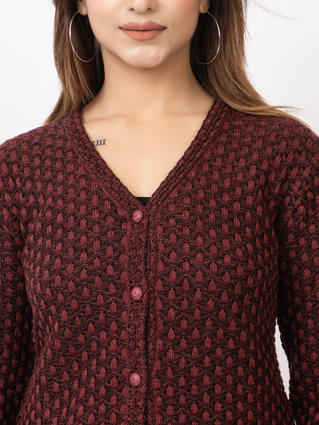 2388 Rust V neck Cardigan winter wear TWENTY ME
