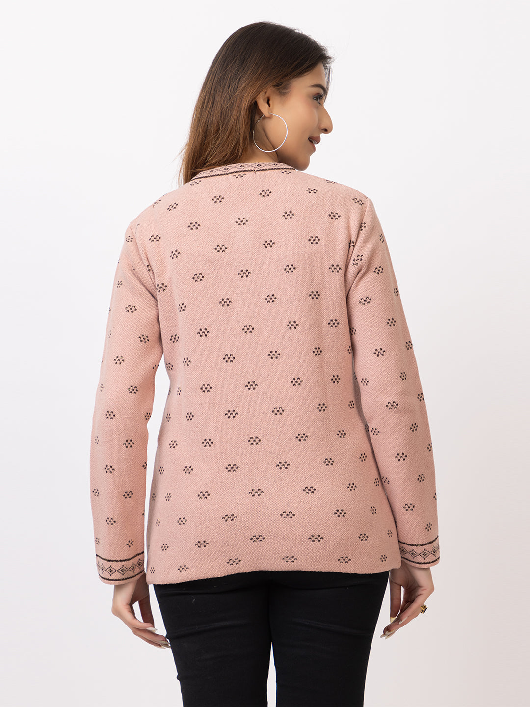 2850 Peach Crew Neck Cardigan winter wear TWENTY ME
