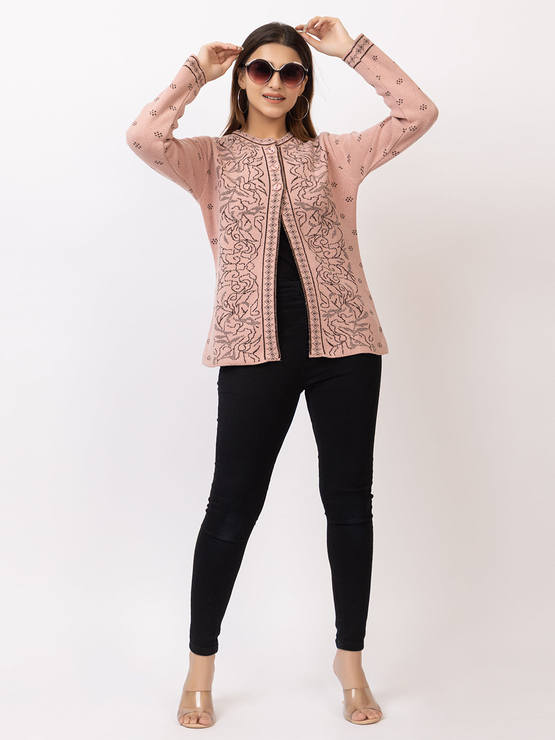2850 Peach Crew Neck Cardigan winter wear TWENTY ME