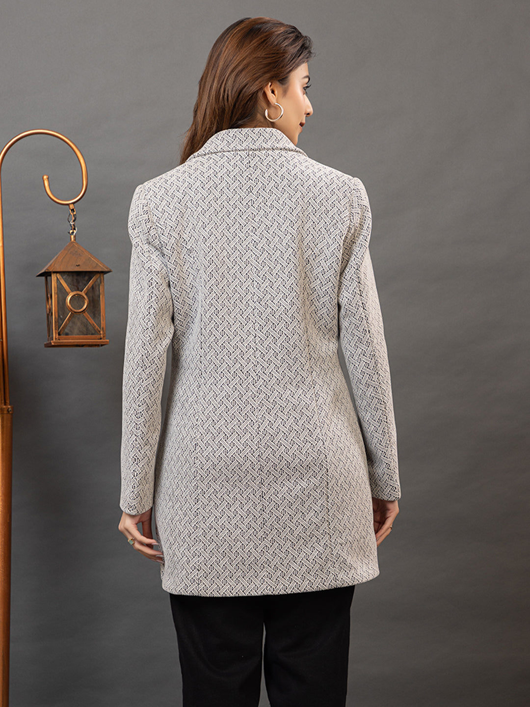 TWENTY ME Winter Wear Casual Wear Outdoor Wear Tweed Fabric Notch Lapel Solid Full Sleeve Women's Coat (4426)