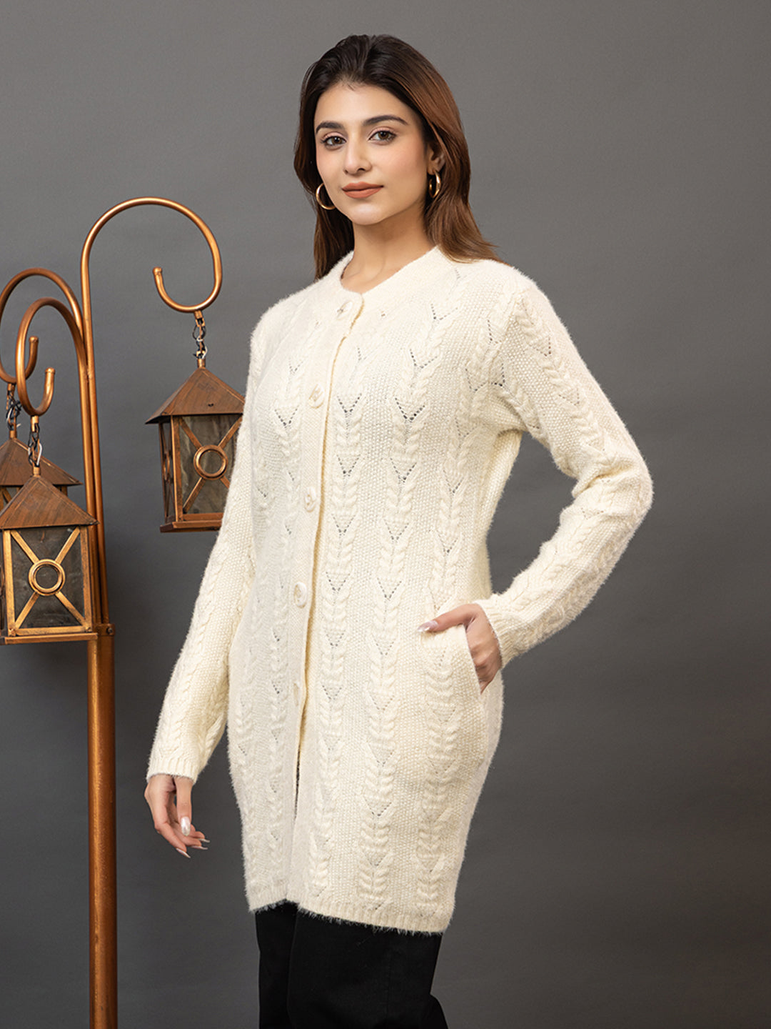 TWENTY ME Women's Open Front Longline Knit Cardigan Sweater Soft and Warm Cardigan with Side Pockets Casual & Lightweight Cover-Up (4798)