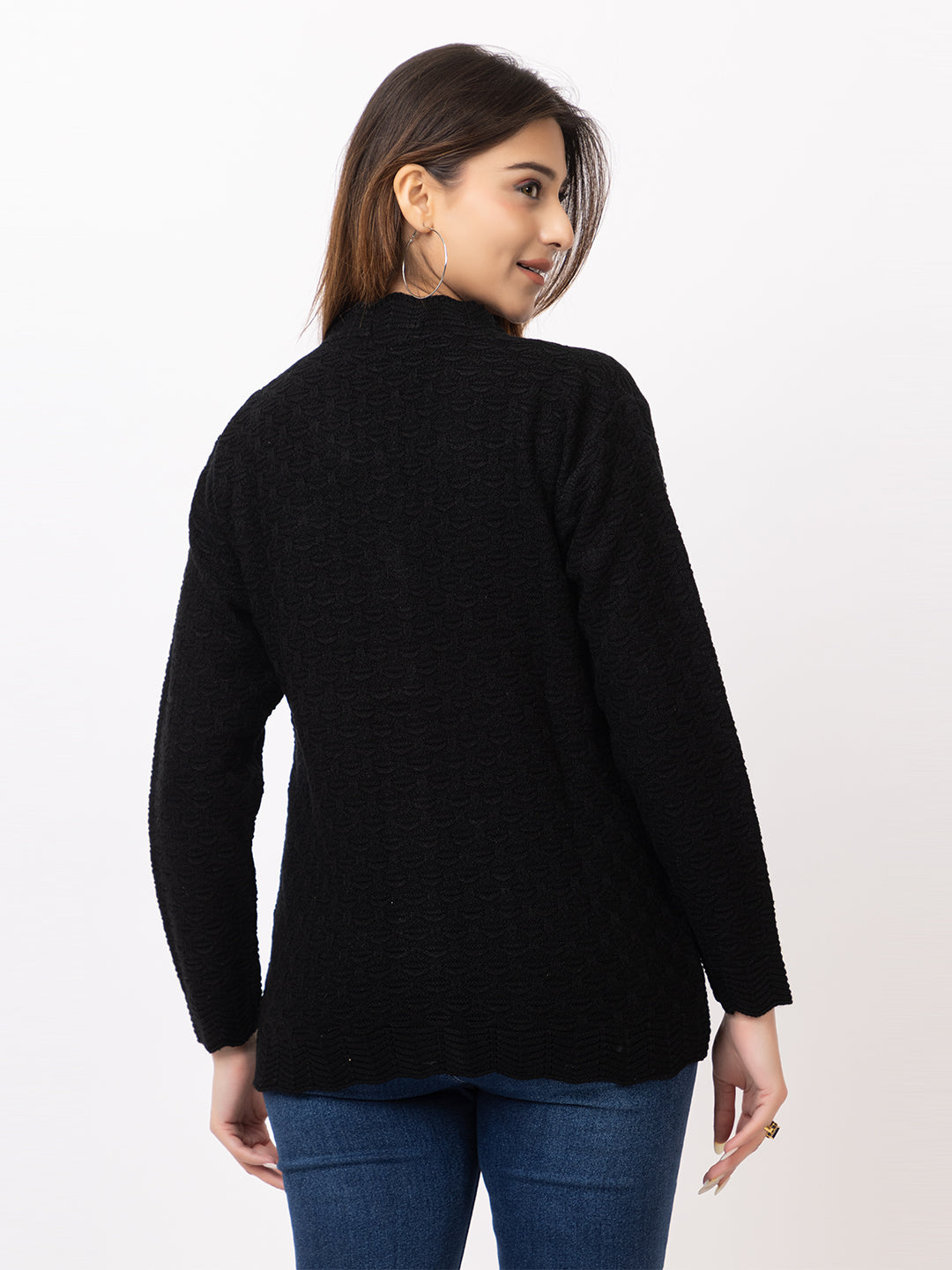 2402 Black V neck Cardigan winter wear TWENTY ME
