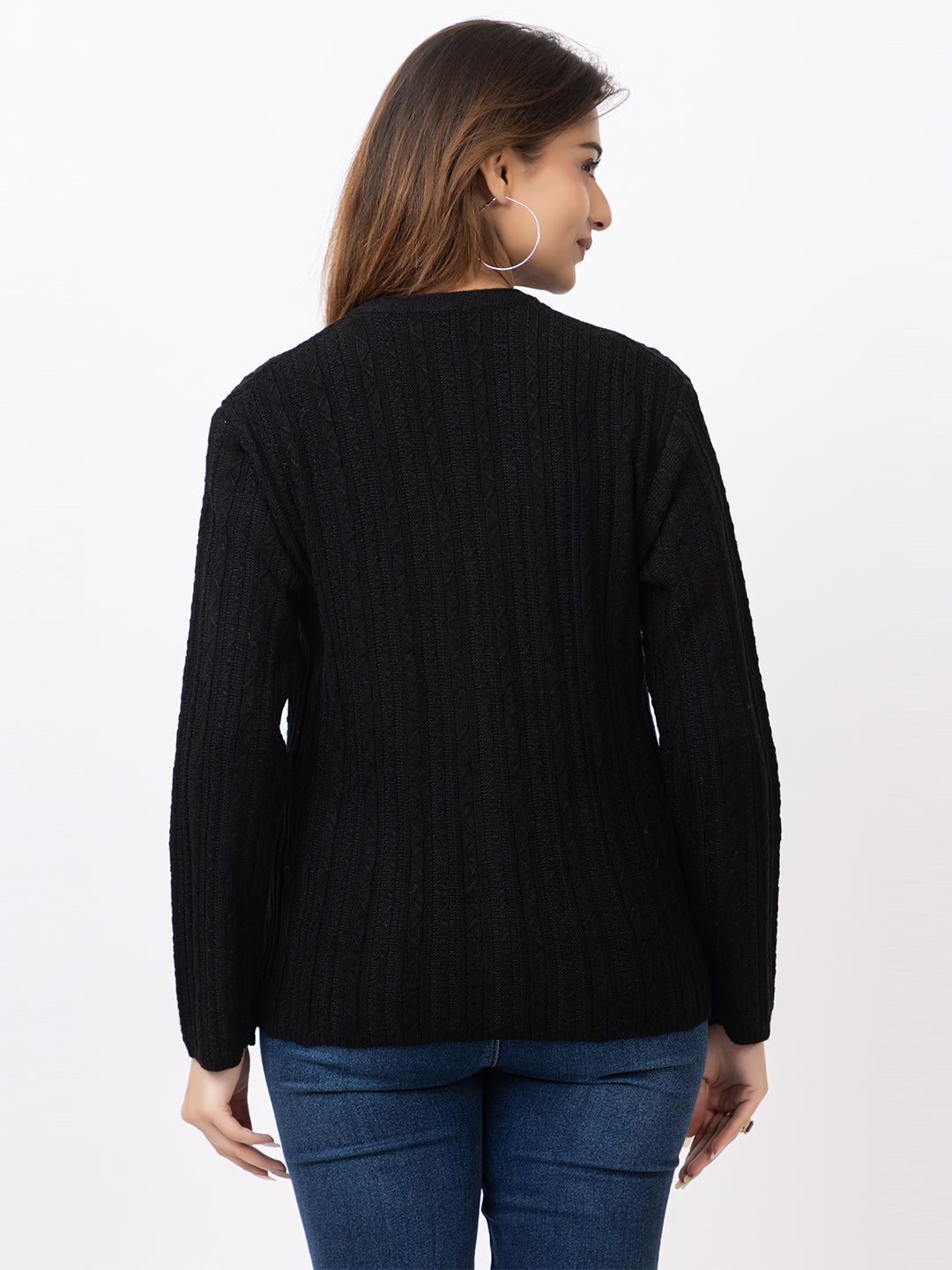 2380 Black V neck Cardigan winter wear TWENTY ME