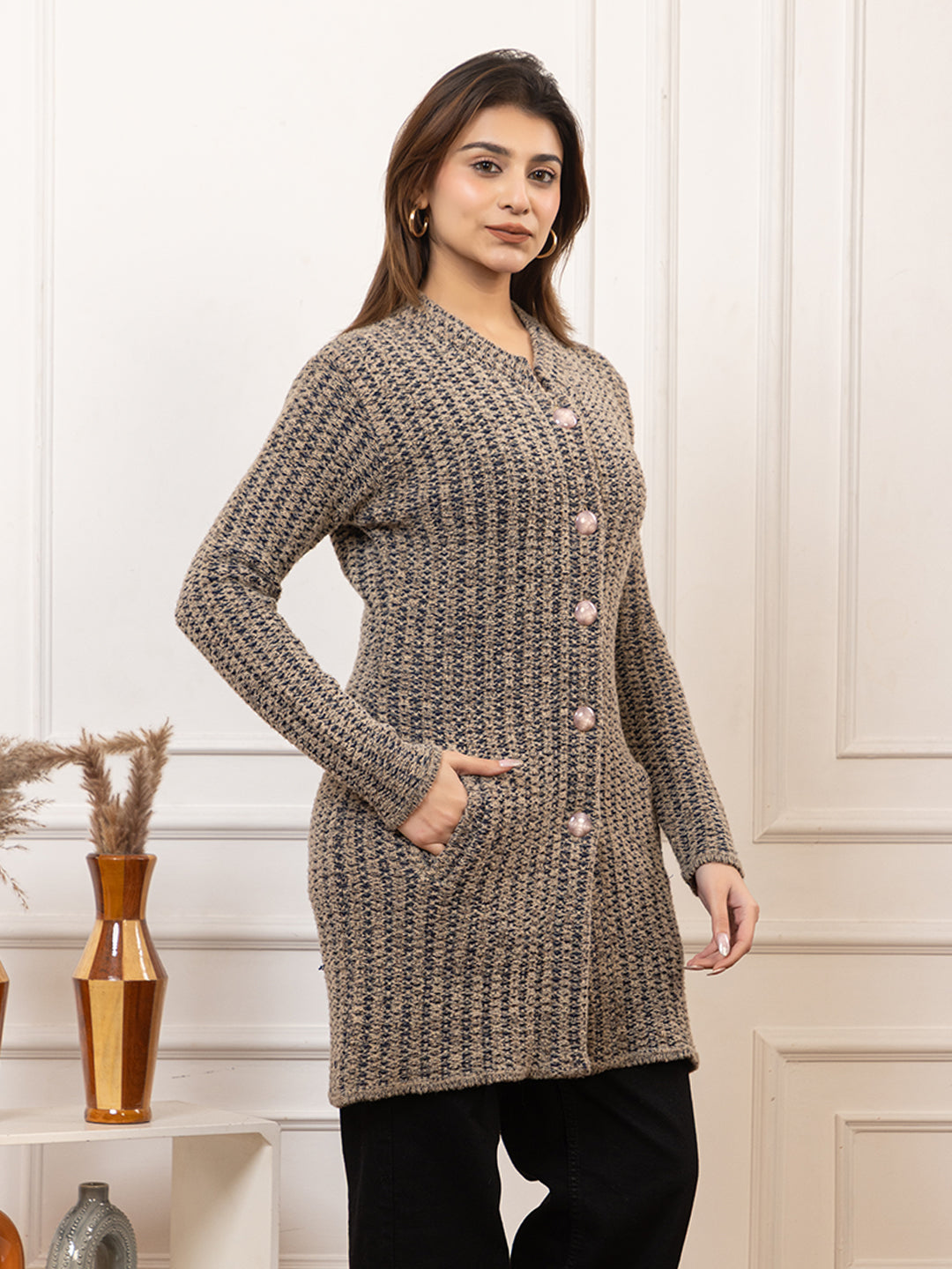TWENTY ME Women's Open Front Longline Knit Cardigan Sweater Soft and Warm Cardigan with Side Pockets Casual & Lightweight Cover-Up (4700)