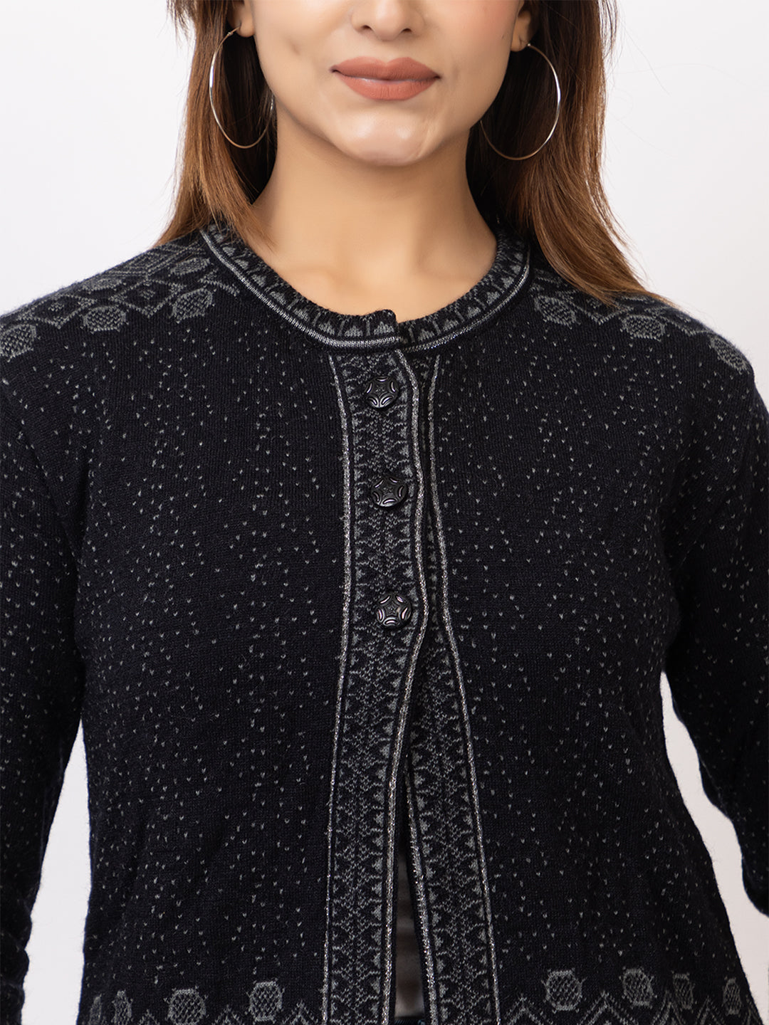 2868 Black Crew Neck Cardigan winter wear TWENTY ME