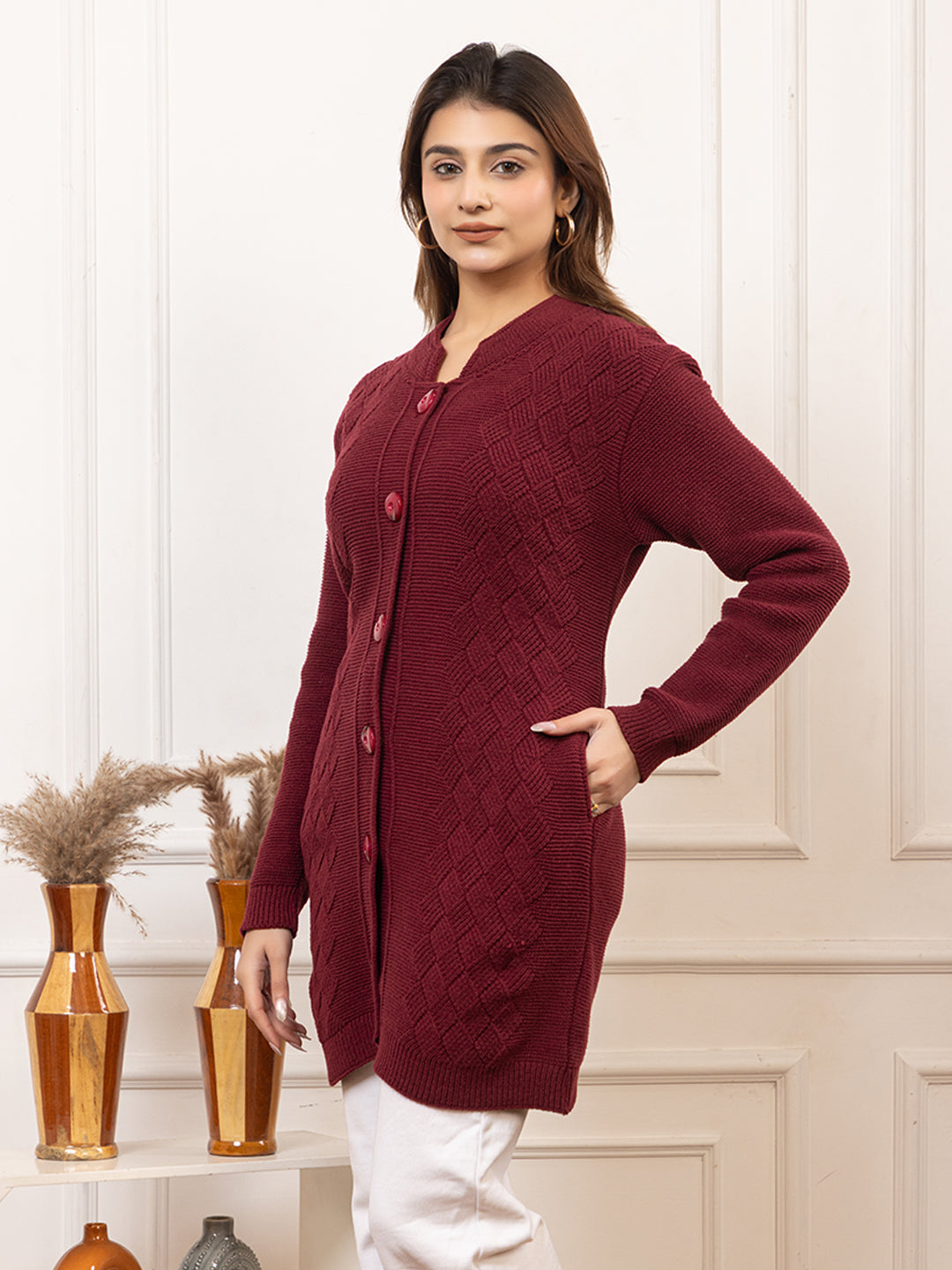 TWENTY ME Women's Open Front Longline Knit Cardigan Sweater Soft and Warm Cardigan with Side Pockets Casual & Lightweight Cover-Up (4658)