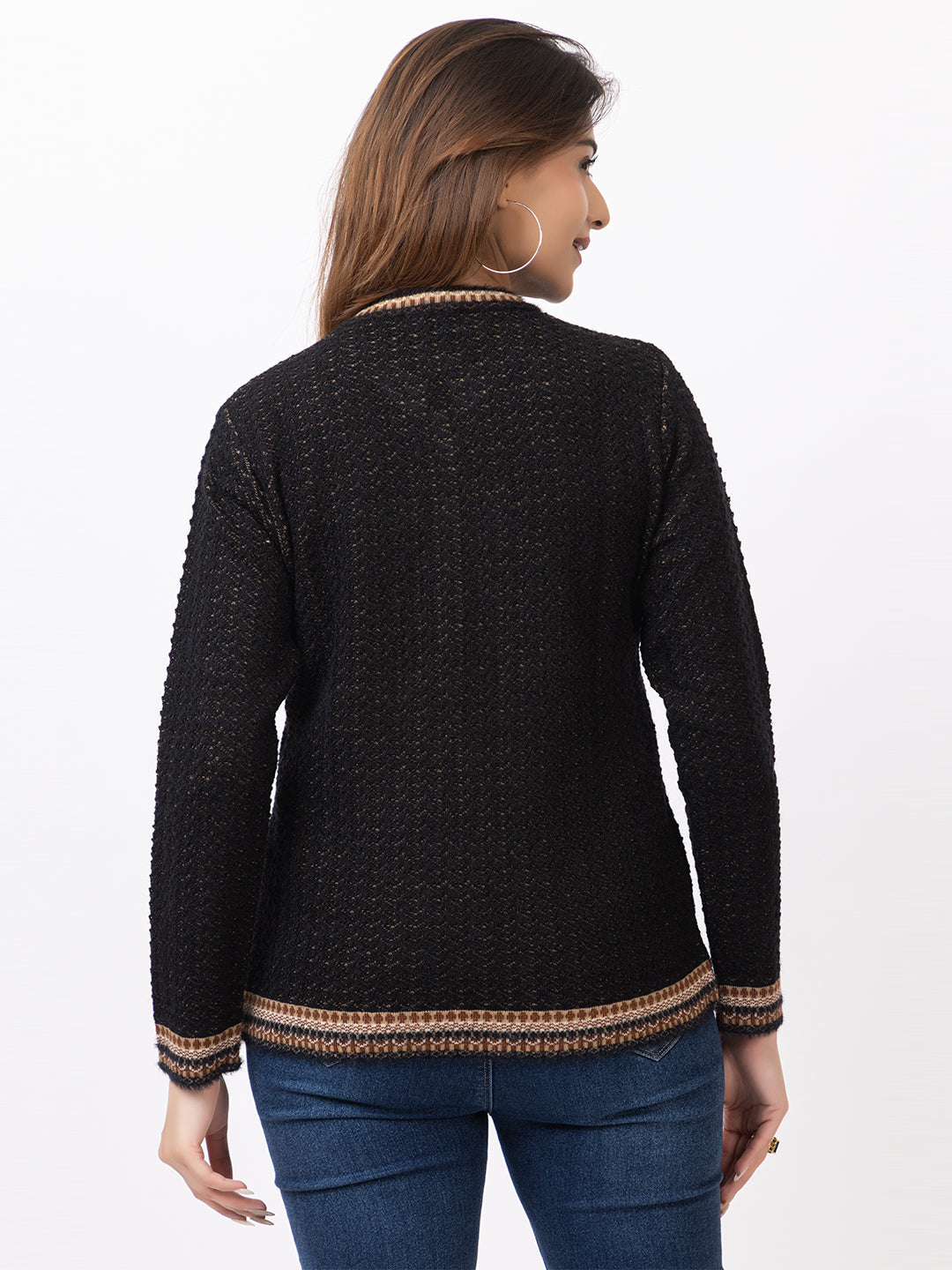 2861 Black Crew Neck Cardigan winter wear TWENTY ME