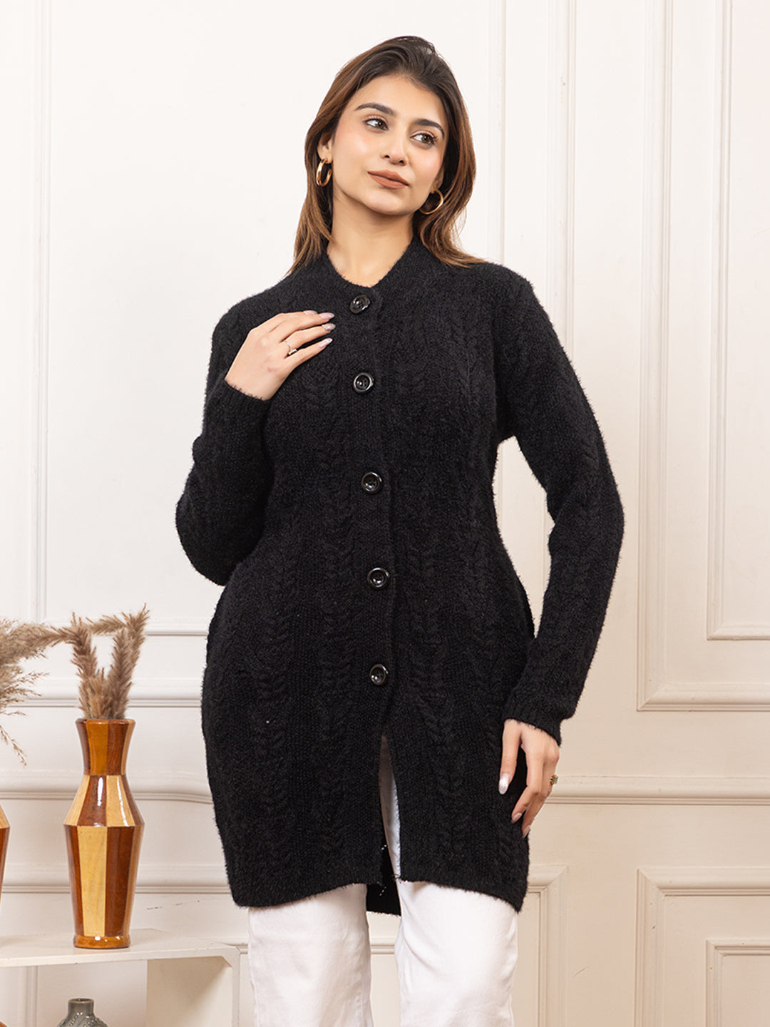 TWENTY ME Women's Open Front Longline Knit Cardigan Sweater Soft and Warm Cardigan with Side Pockets Casual & Lightweight Cover-Up (4798)