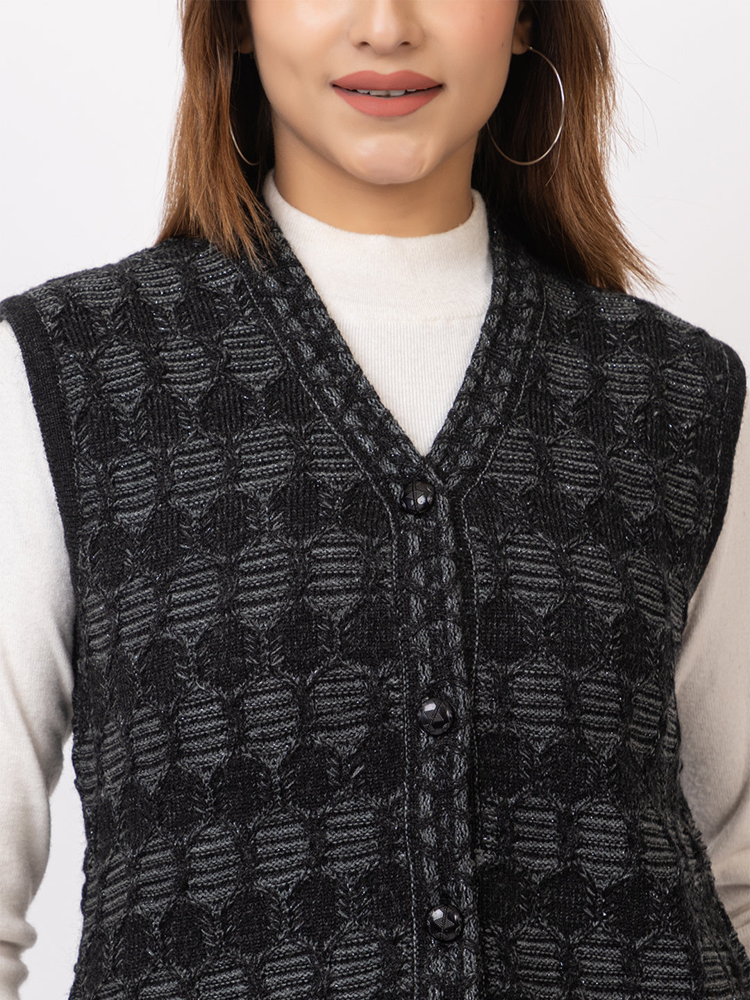 1263 Black Sleeveless Cardigan Winter Wear TWENTY ME