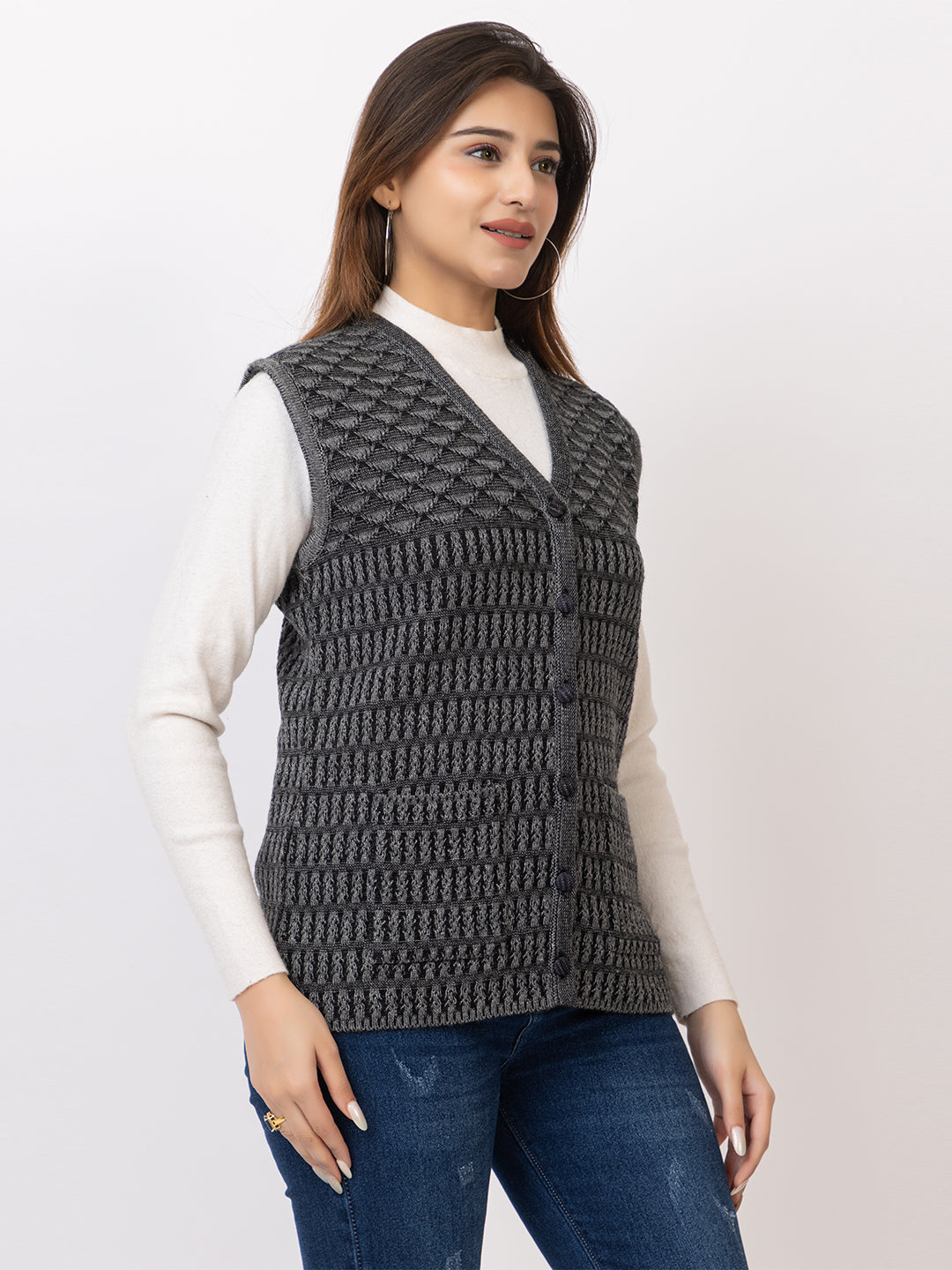 1261 D.Grey Sleeveless Cardigan Winter Wear TWENTY ME