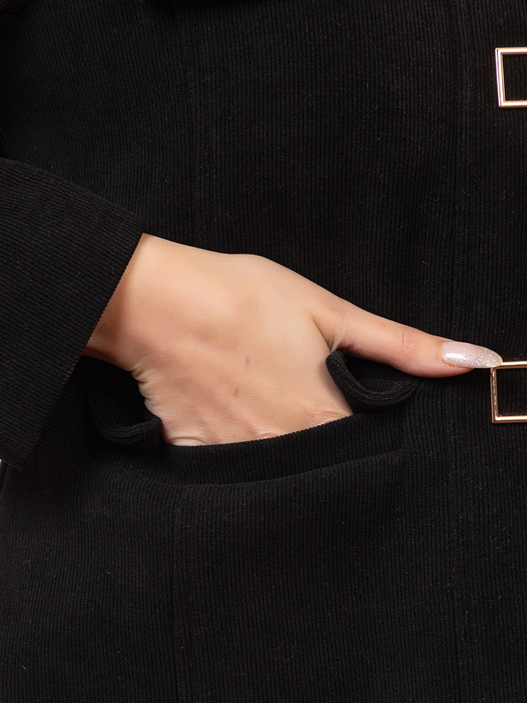 TWENTY ME Women's Elegant Single Breasted Tweed fabric Coat Classic Round Neck Coat ( 4298)