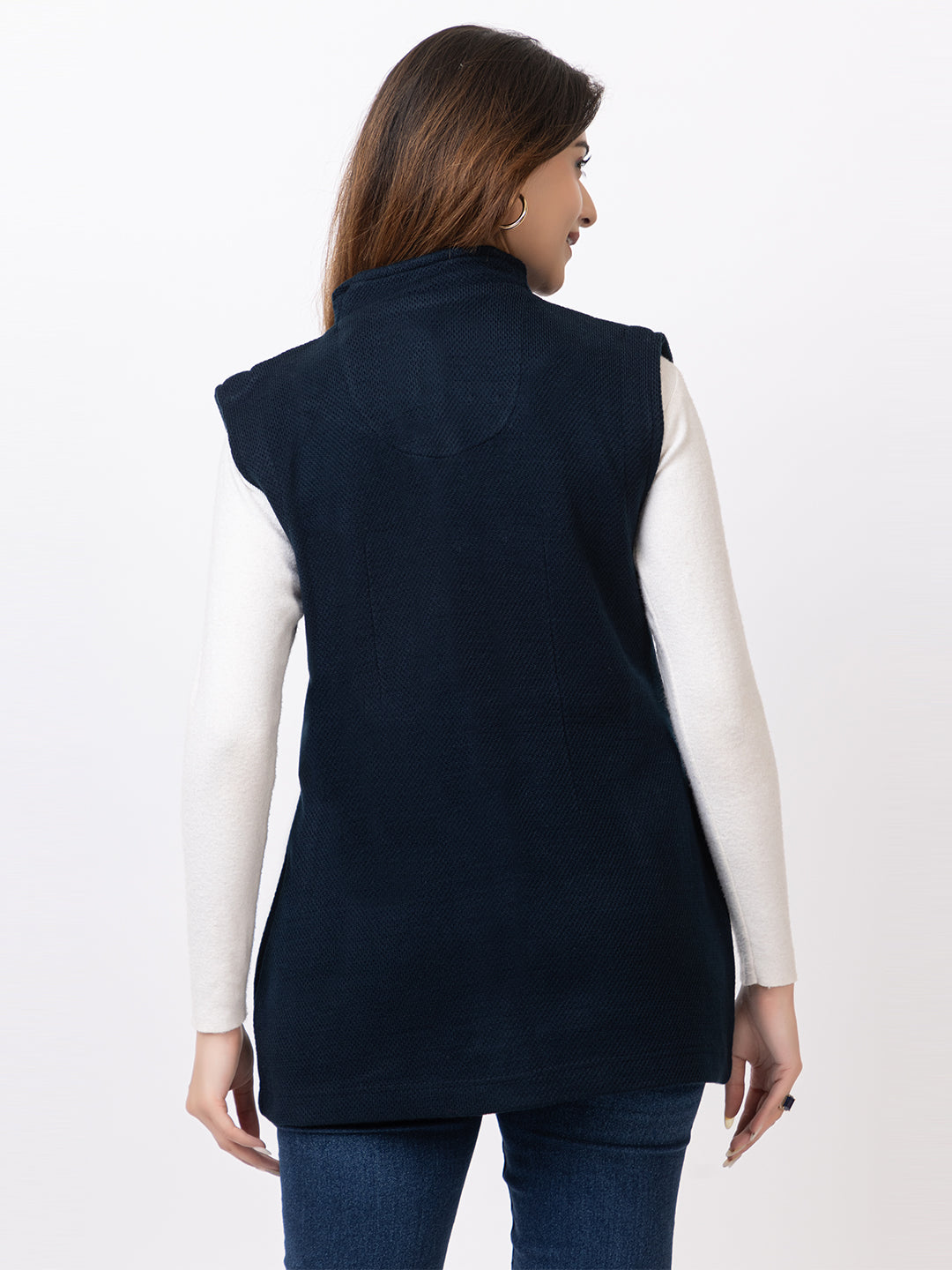 4434 Navy Sleevless Nehru Jacket Twenty Me Winter Wear