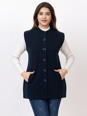 4434 Navy Sleevless Nehru Jacket Twenty Me Winter Wear